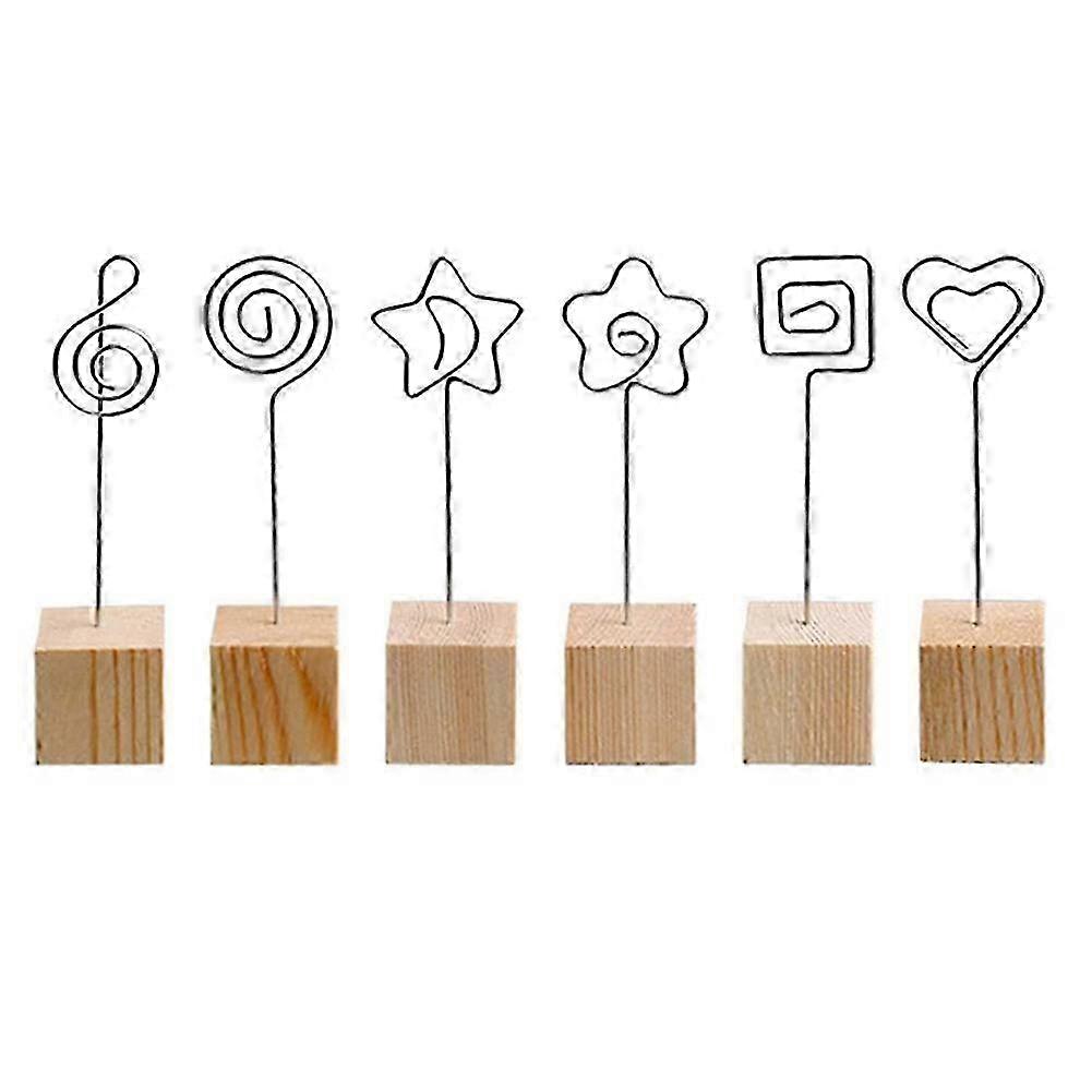 6 قطع مربع خشبية قاعدة ملاحظة حامل بطاقة العمل حامل بطاقة العمل مناسبة لحامل الصور المكتبية