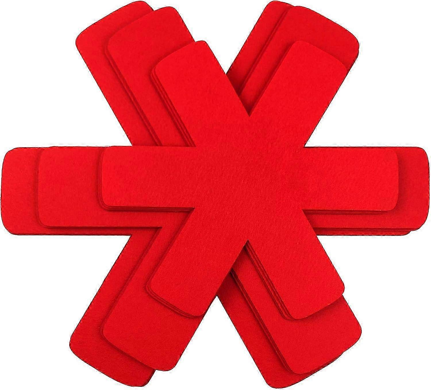 ポット&フライパンプロテクター 12個セット 3サイズ ノンスクラッチ調理器具ディバイダー レッド