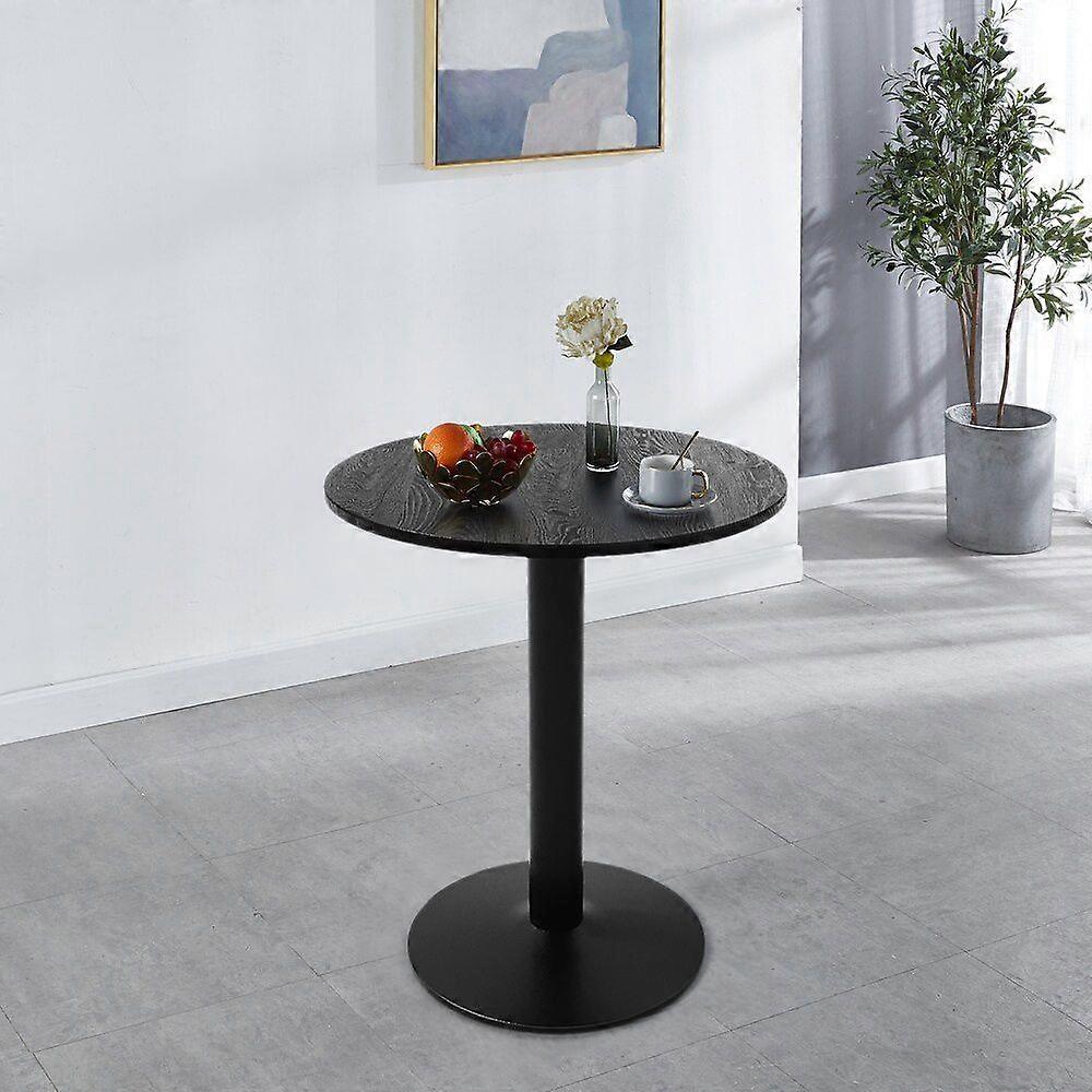 Black Round Cafe Table with Metal Base