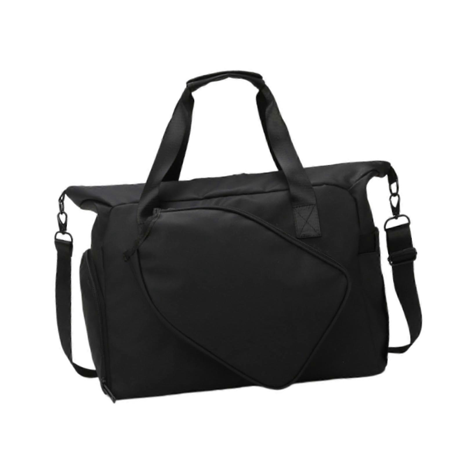 Badminton Bag With Table Tennis Racket Bag, Multipurpose Sports Handbag, Removable Adjustable Strap, Easy Carry, Black