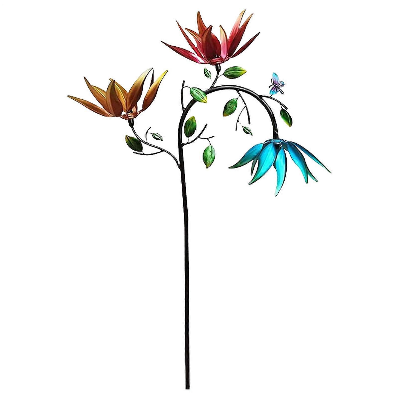 Sunflower spinner metal, modern, colorful, stable frame garden sculpture