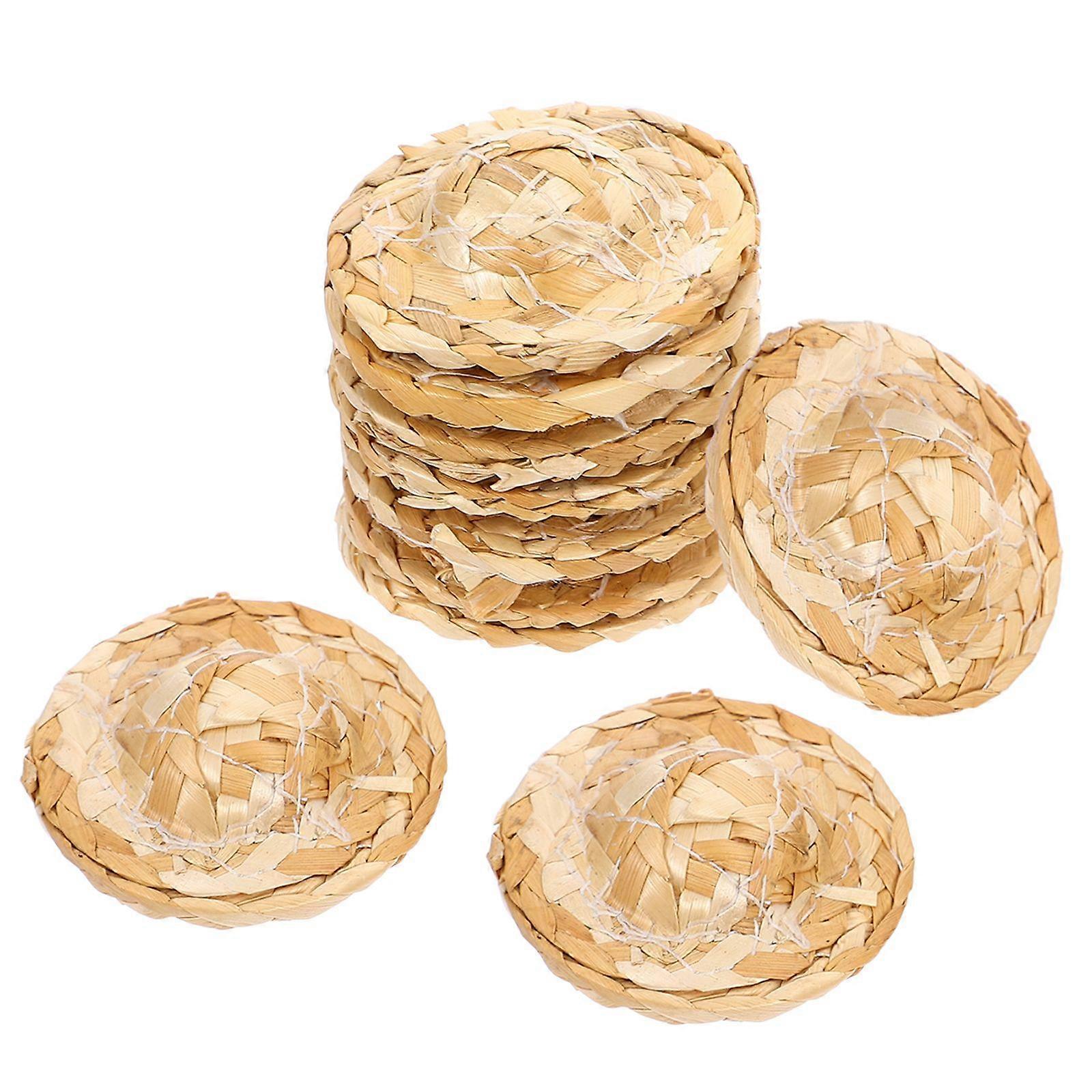 10pcs 4.3cm χειροποίητα μίνι ψάθινα καπέλα δημιουργικά χειροποίητα υφαμένα κούκλα λεπτά διακοσμητικά μικρά ψάθινα καπέλα για το υλικό ενδυμάτων κοσμημάτων χειροτεχνίας DIY