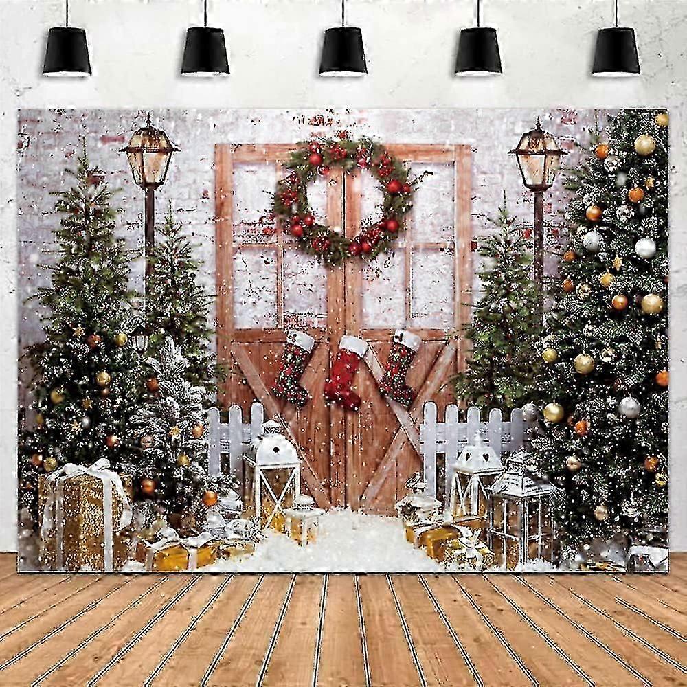7x5ft Merry Christmas Backdrop, Christmas Tree Photography Background for Party Decoration