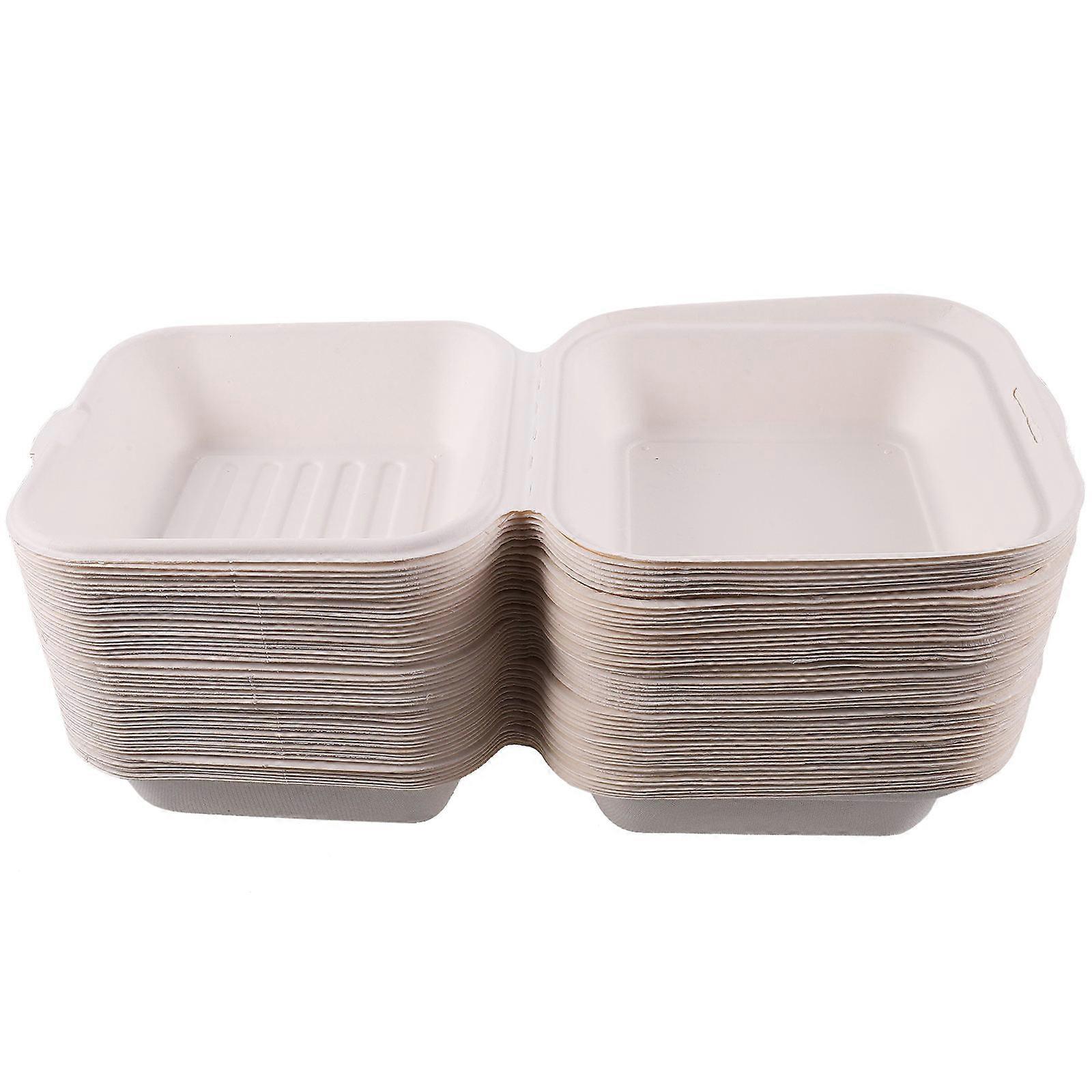 Burger Boxes Takeout Food Containers Square Paper Pulp Packaging 50Pcs