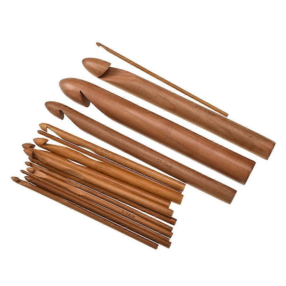 Crochet Hooks Carbonized Bamboo Woven Needle Crafting 15Pcs