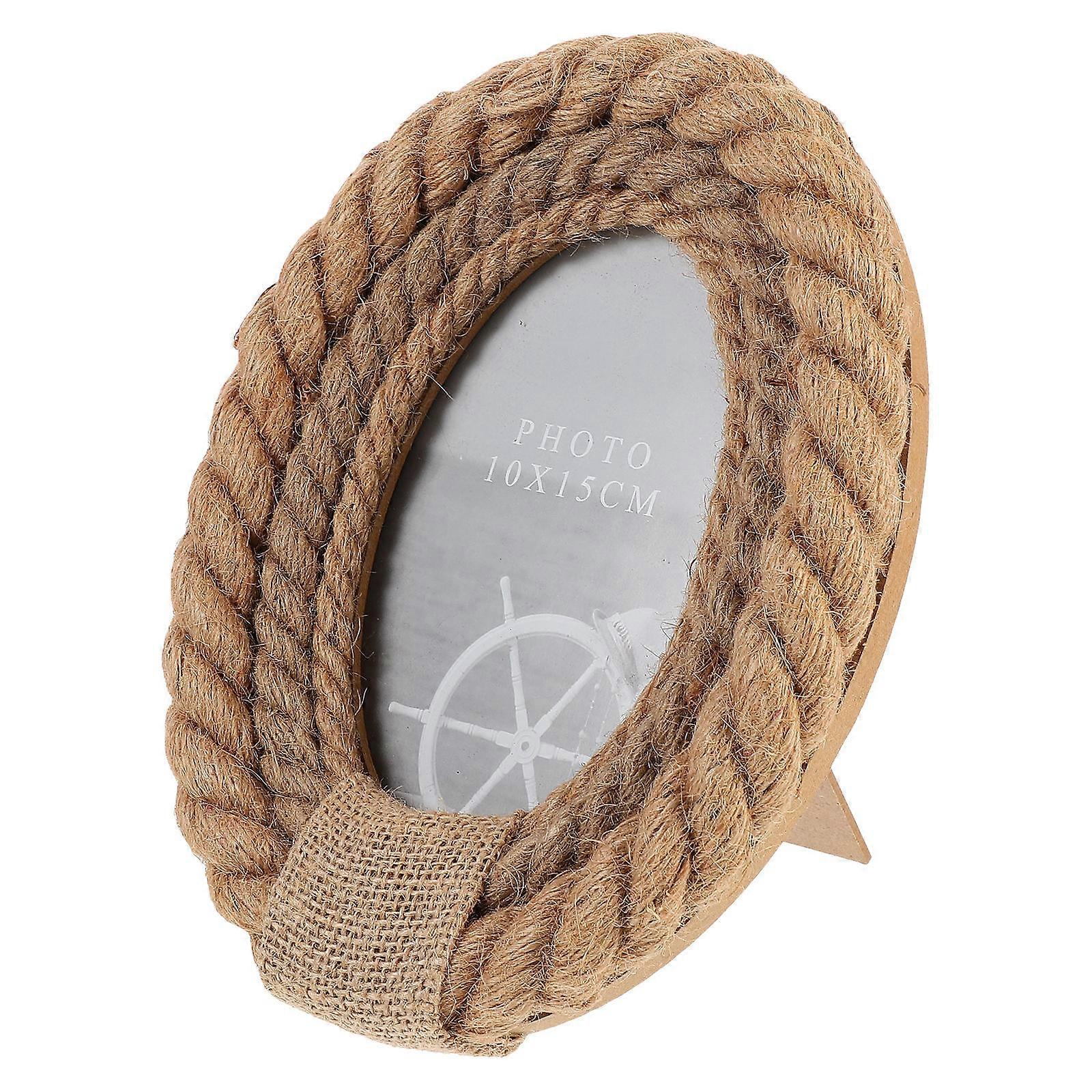 Picture Frame Hanging Wall Mountable Rope Picture Frame Inch Rustic Style 1Set