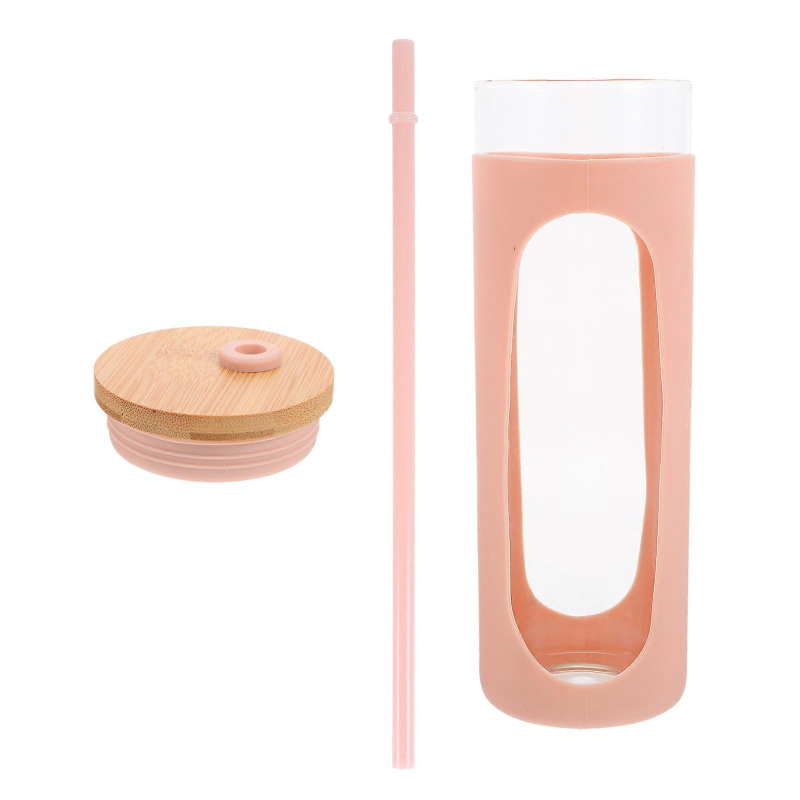 Glass Drinking Iced Tea Drinking Bottle Silicone Insulated Drinking Container 1 Set