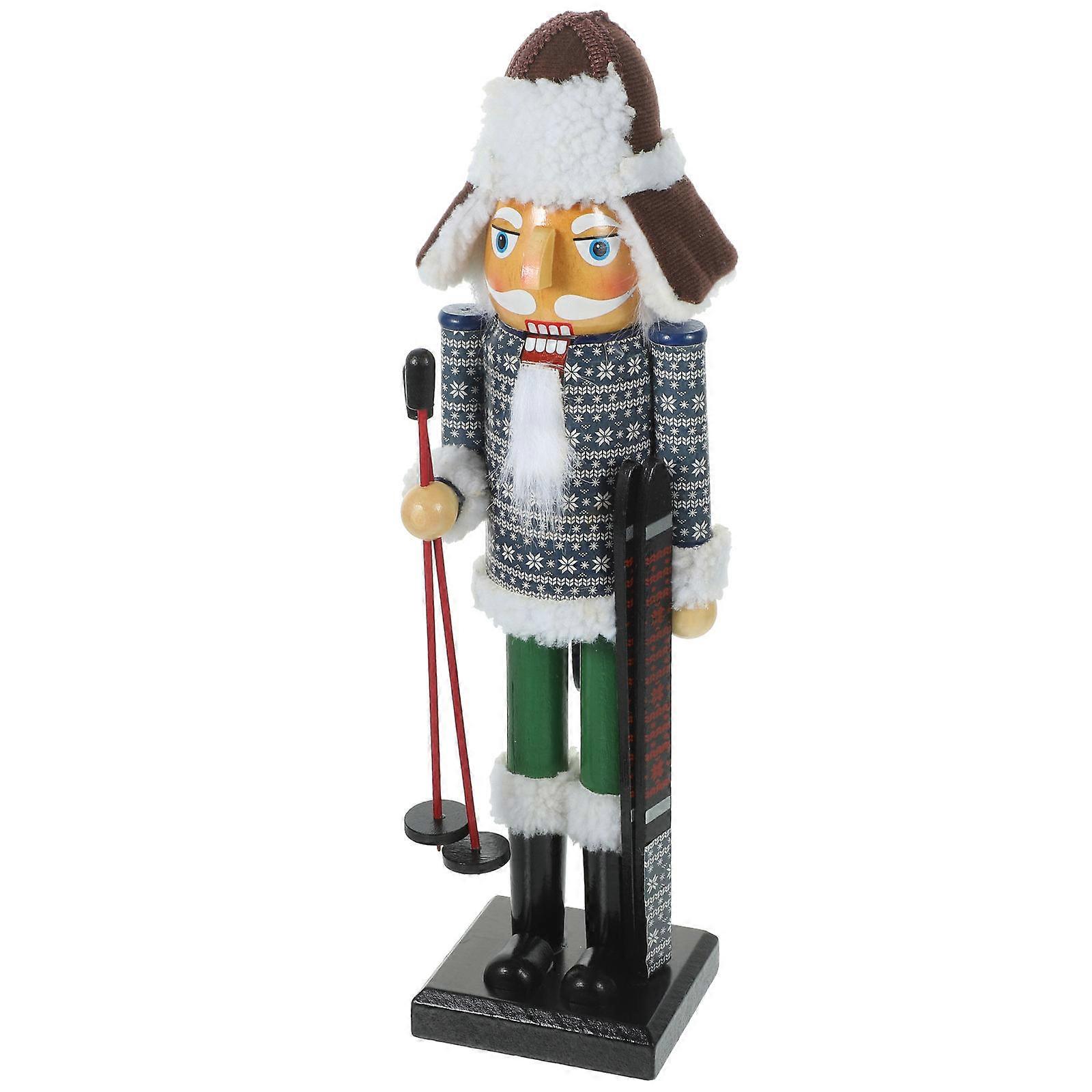 Hand Painted Nutcracker Soldier Figurine Wooden Christmas Decoration Reusable Ornament for Home Office Holiday Display