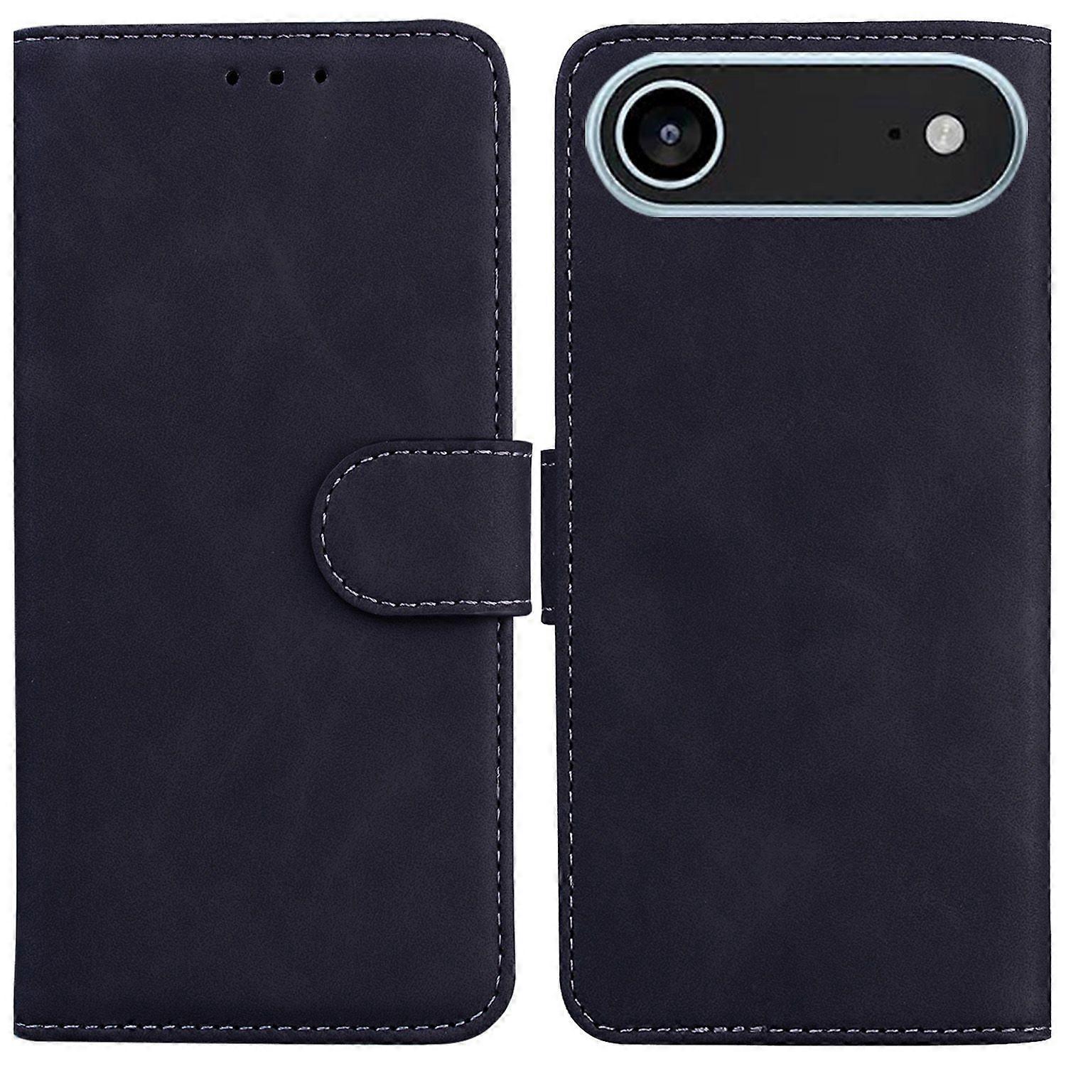For iPhone 17 Air Case Solid Color Leather Wallet Phone Cover