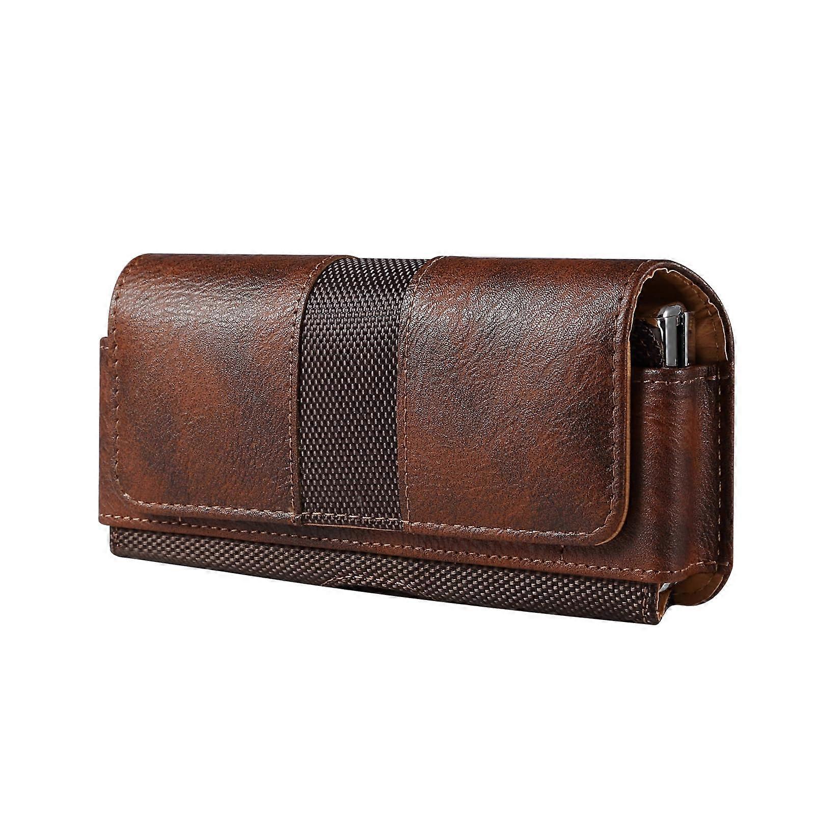 Belt Bag With Card Slot Case For Galaxy Z Fold 6 5 4 3 2 1 5G, Leather Bum Bag, Belt Loop Case, Huawei Mate Brown
