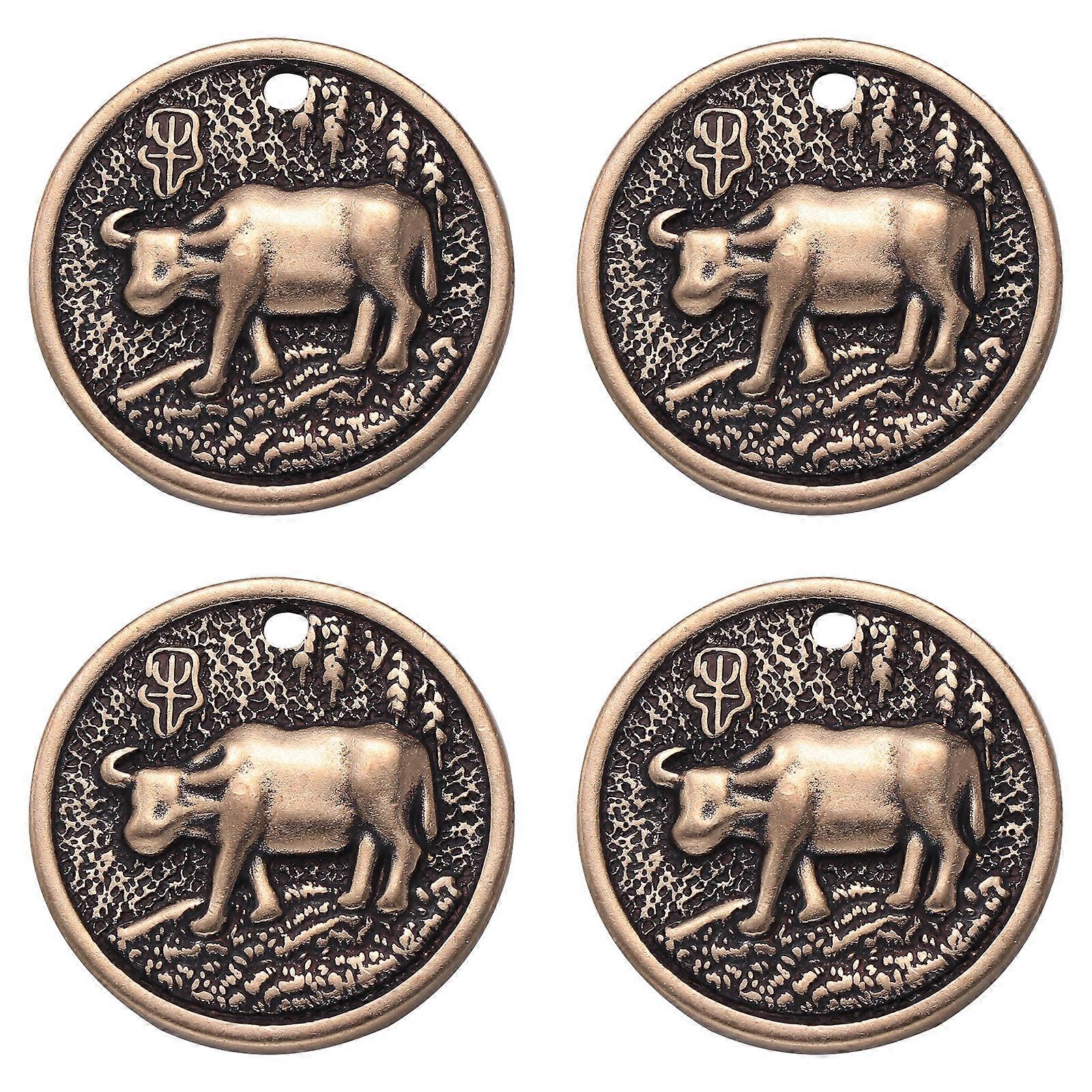Decorative Keyring Pendant Key Chain Hanging Ornament For Everyday Use 3X3X0.3CM Copper 4Pcs