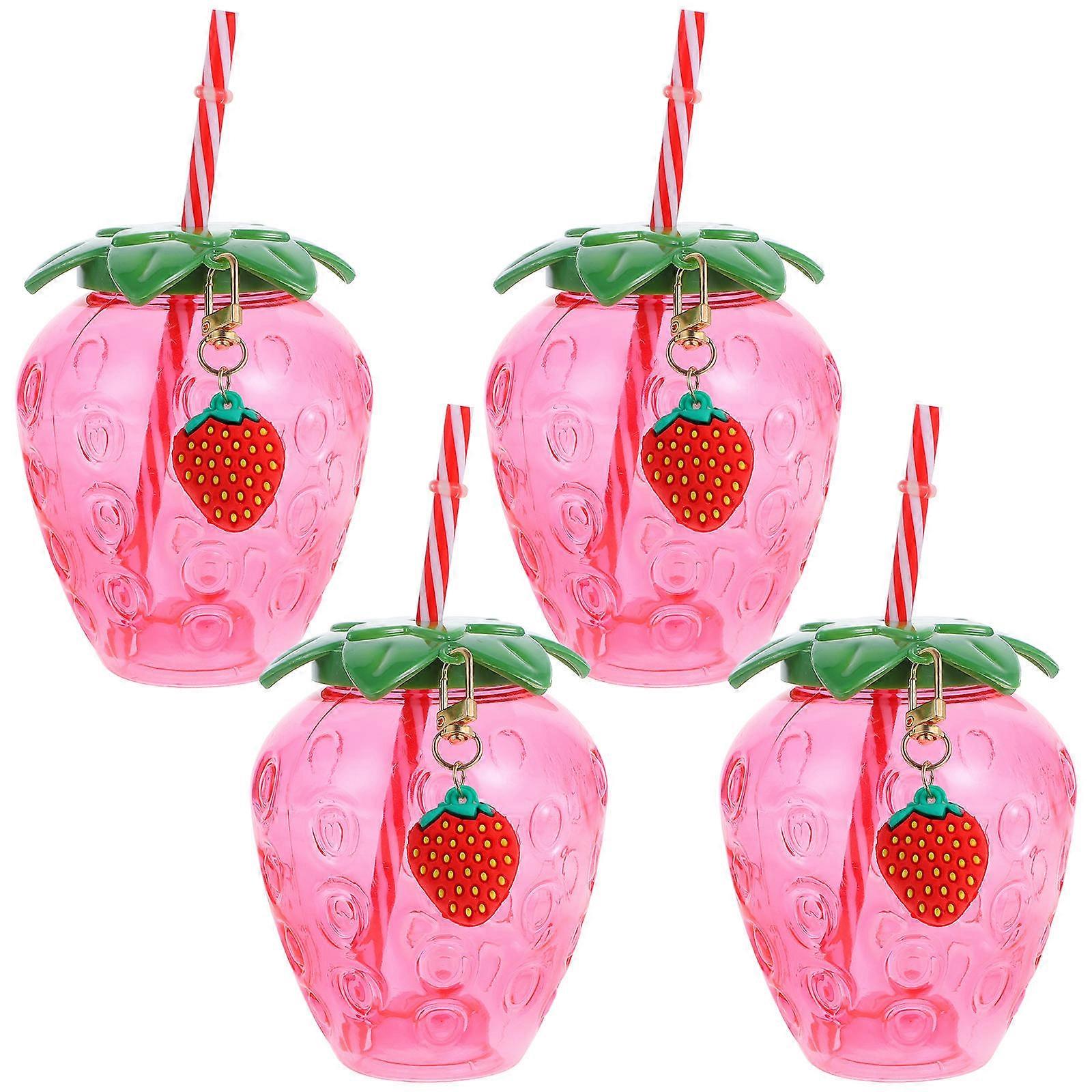 Strawberry Water Cup Portable Milk Tea Cups for Students Assorted Color 12.00X10.00X9.50cm With Straw