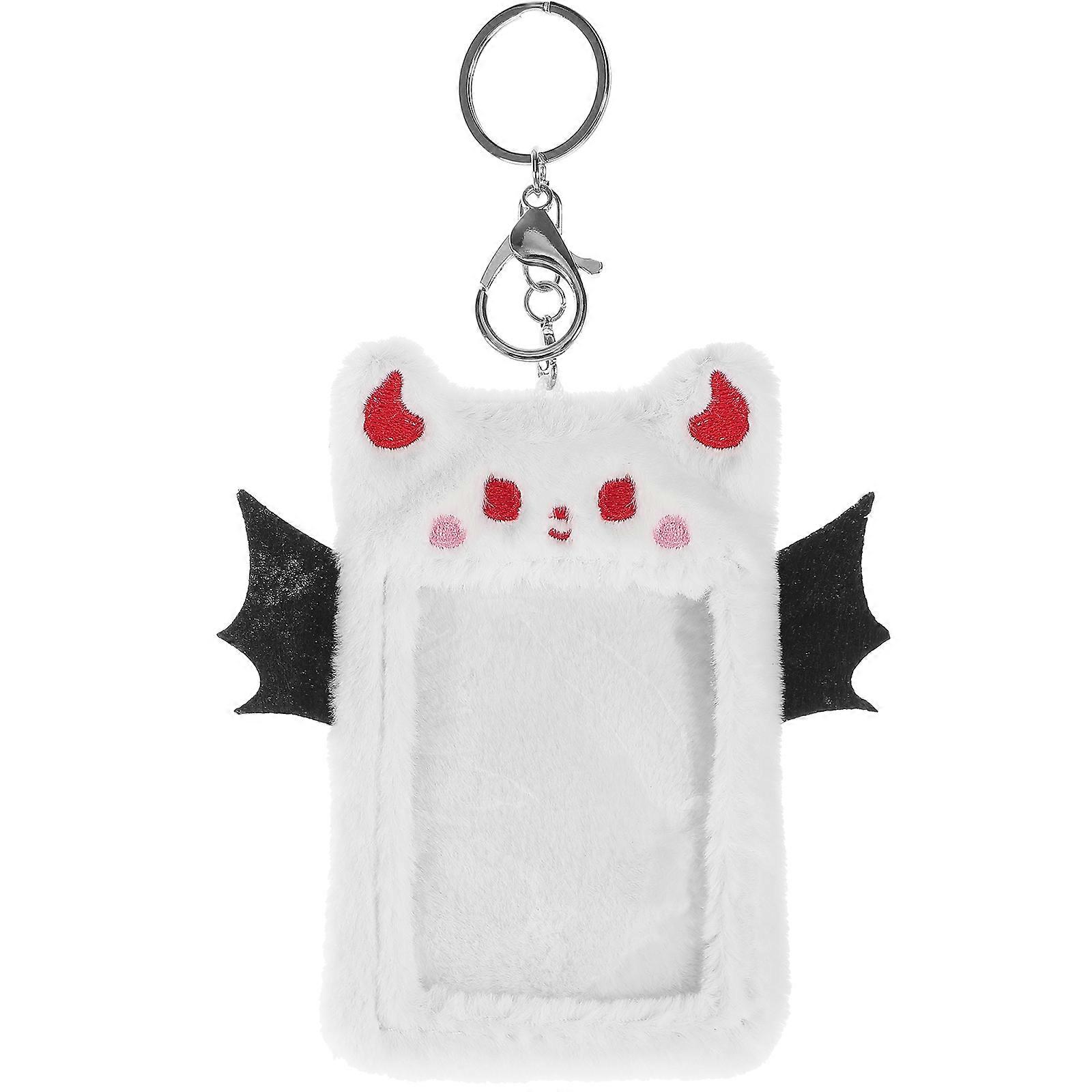 Soft Plush Wing Keychain Card Holder with Protective Postcard Sleeve for Game Business Student Cards – Portable and Safe Design for Daily Use