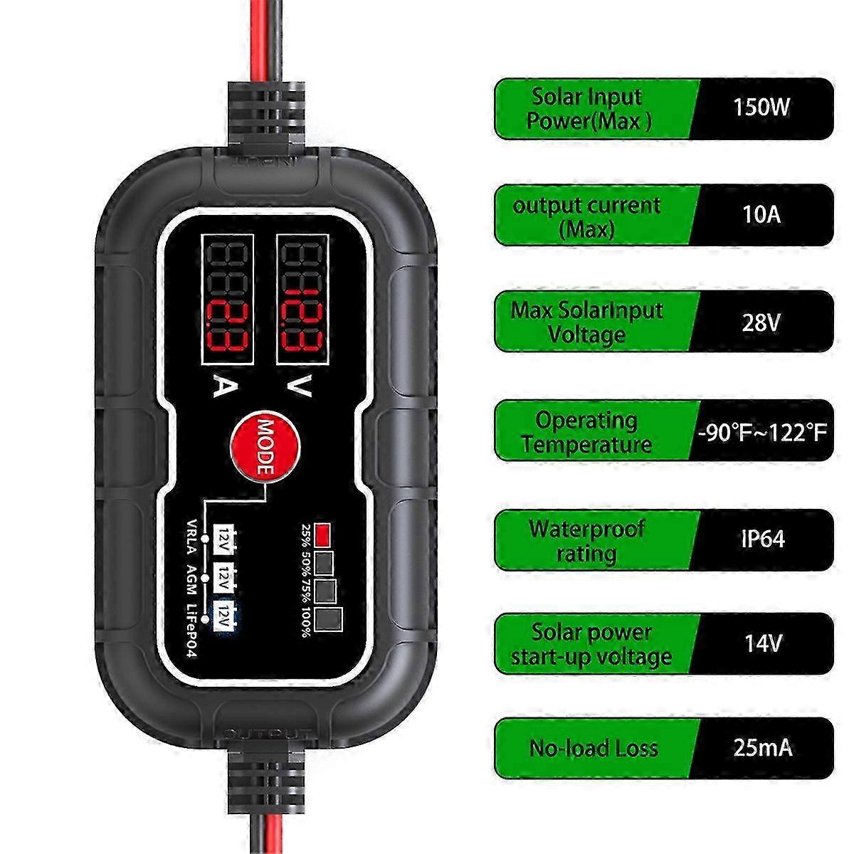 10A 12V Lithium Battery LCD Digital MPPT Solar Charge Panel Controller Regulator Home Improvement S 2025