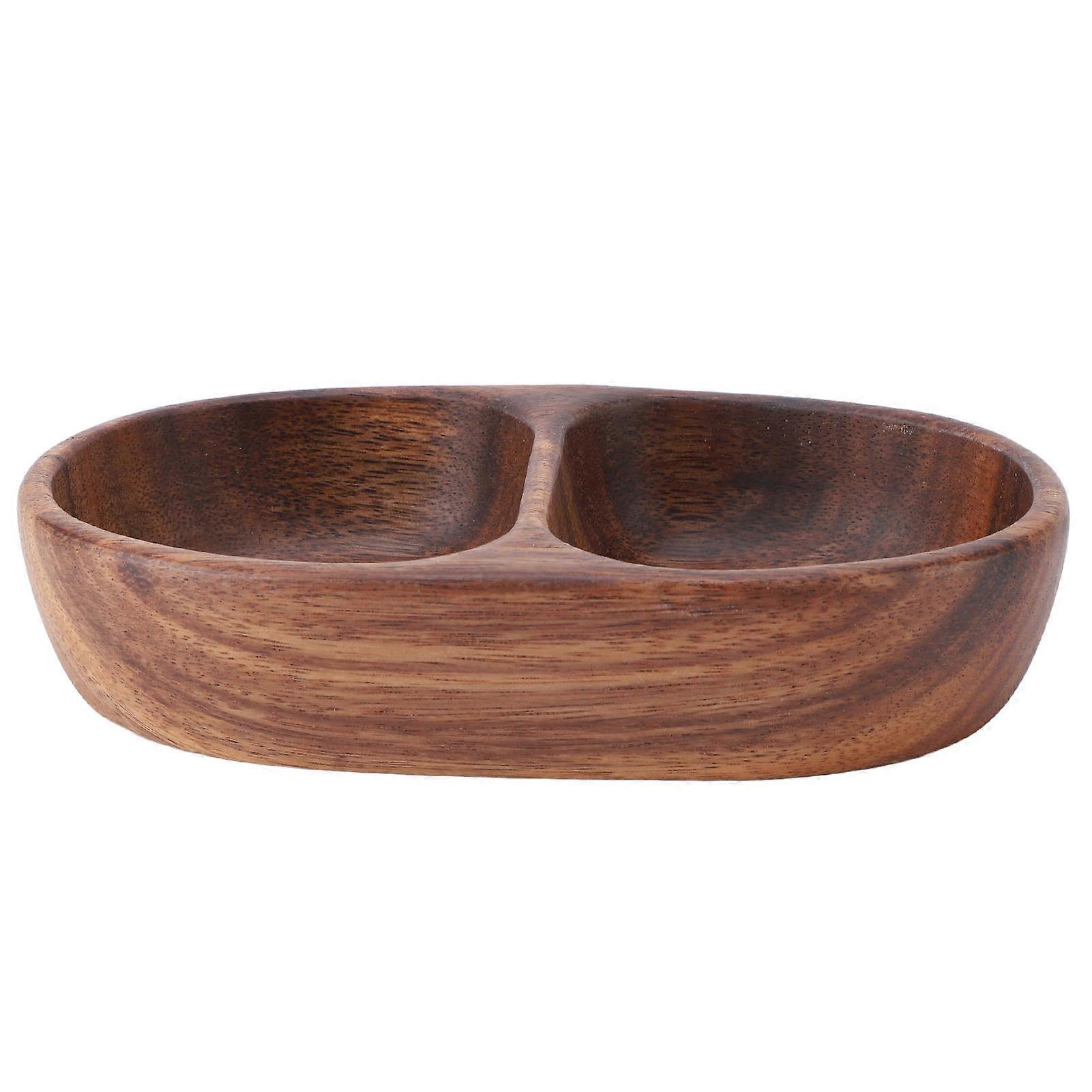 Walnut Wooden Dried Fruit Box, Large Capacity, Multifunctional, Serving Tray for Dried Fruit, Nuts, Snacks, Jewelry, Divided Elliptical Shape
