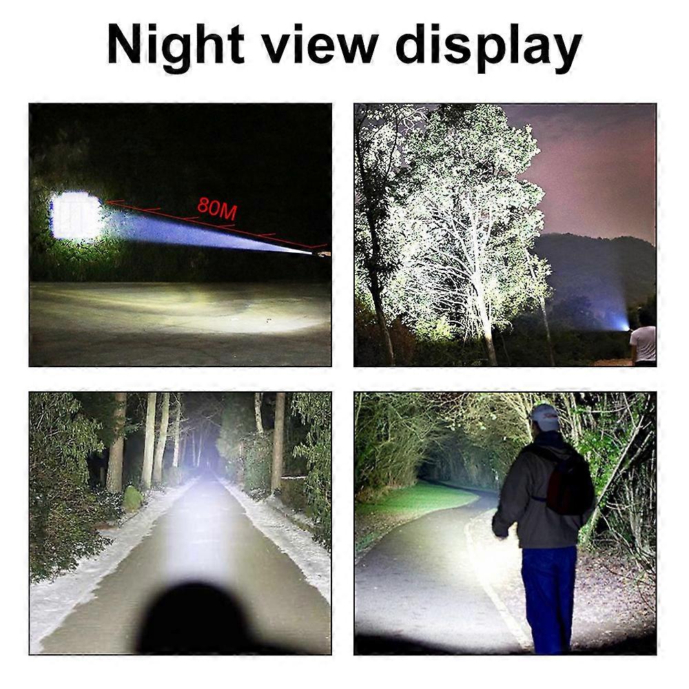LED Flashlight USB Rechargeable Light High Lumen Zoomable Flashlight with Sidelight 3 Light Modes for Camping Hiking Adventure Home Emergencies