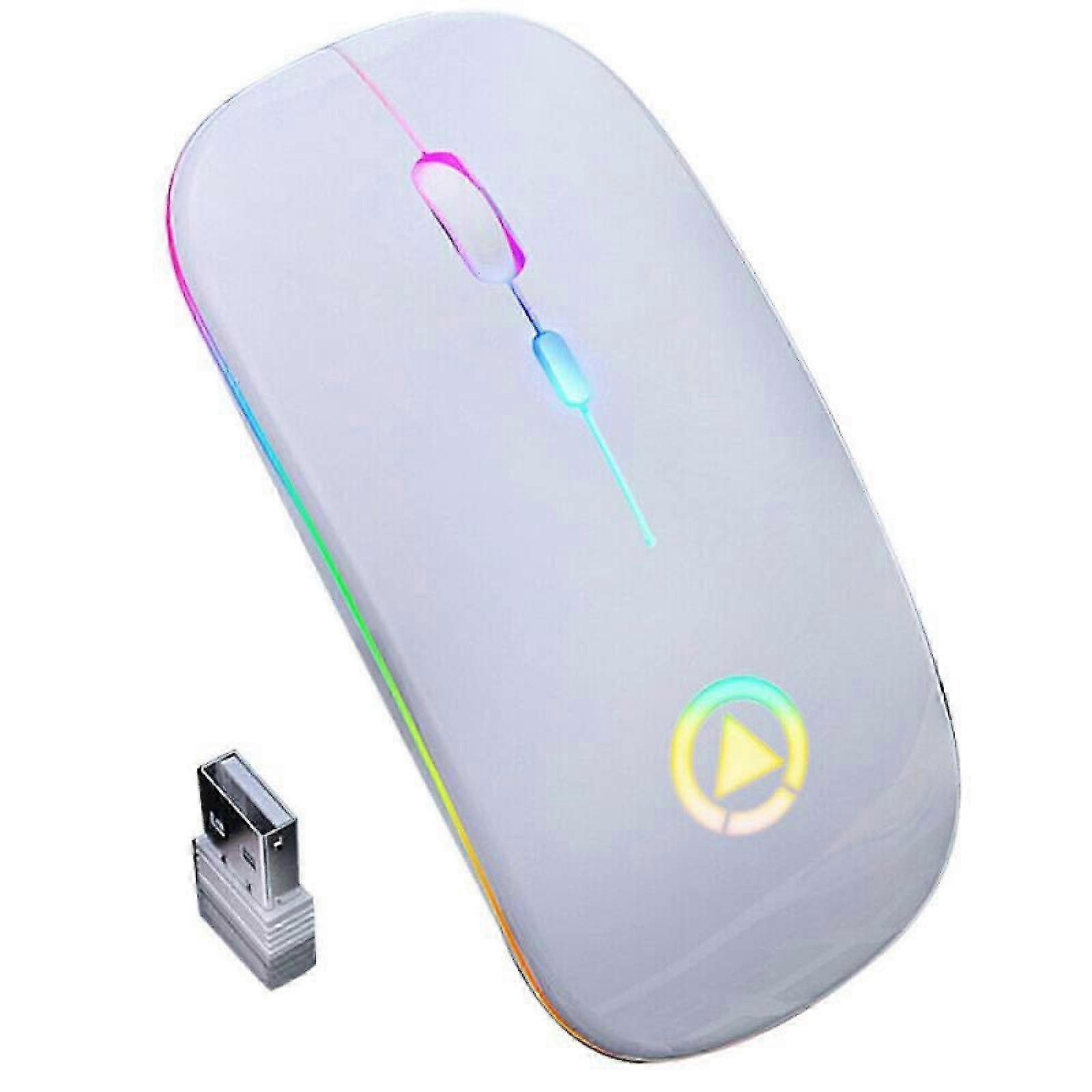 Souris de jeu optique sans fil rechargeable par USB 1600DPI RGB pour PC et ordinateur portable, conception à faible bruit adaptée à diverses marques