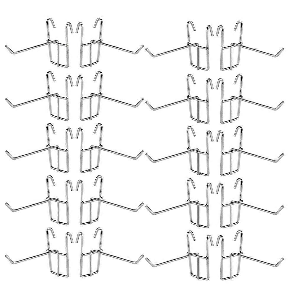 Garage Storage Hooks Wire Grid Mount Brackets Silver 10.00X6.00X3.00CM Display For Shop Garages 40Pcs