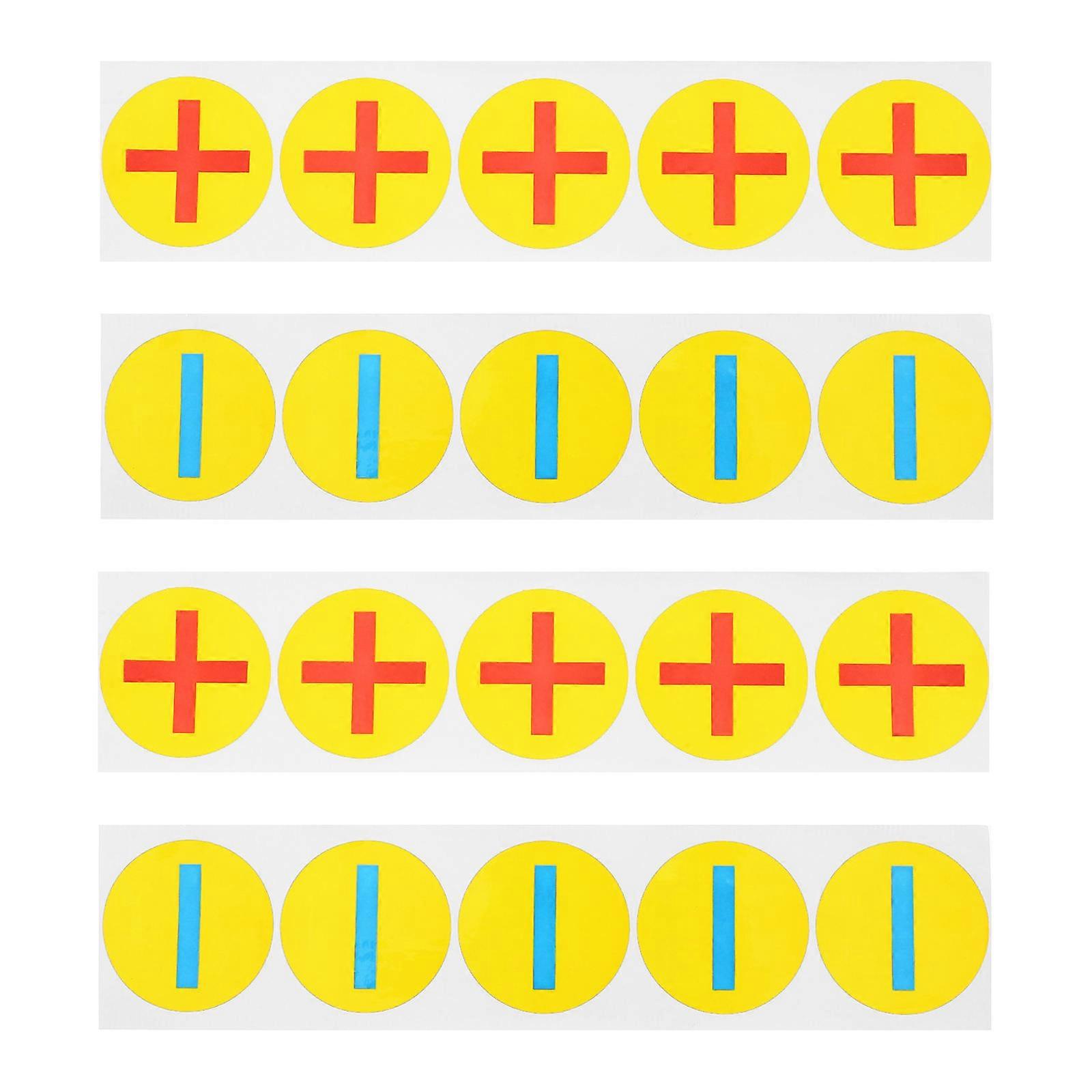 4 PVC Battery Polarity Stickers High Visibility Positive & Negative Decals for Safe Terminal Identification and Compliance