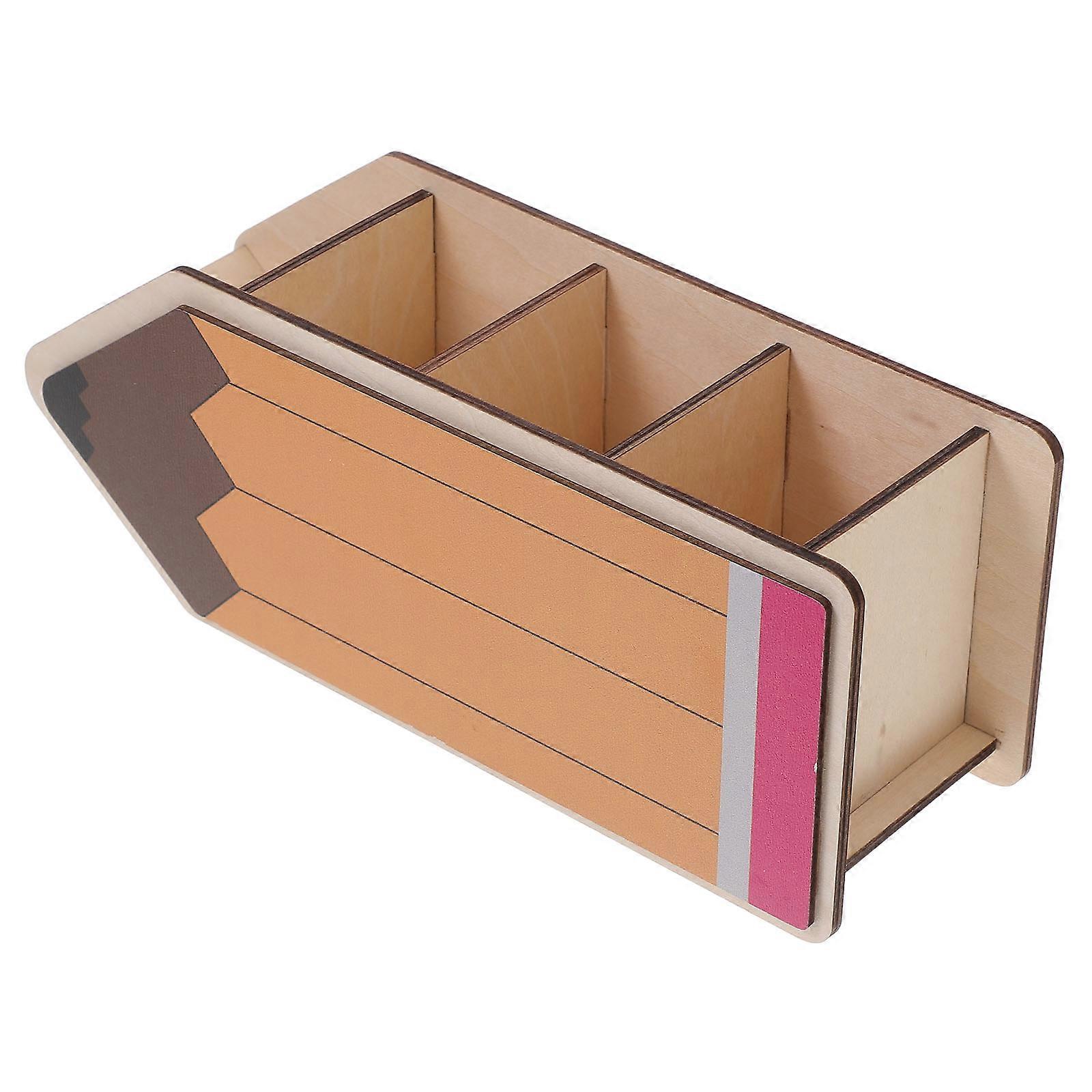 Desk Cup Holder Pencil Shape Teacher Desk Organizer For Classroom Yellow 25.00X10.00X8.50CM Storage 1Set