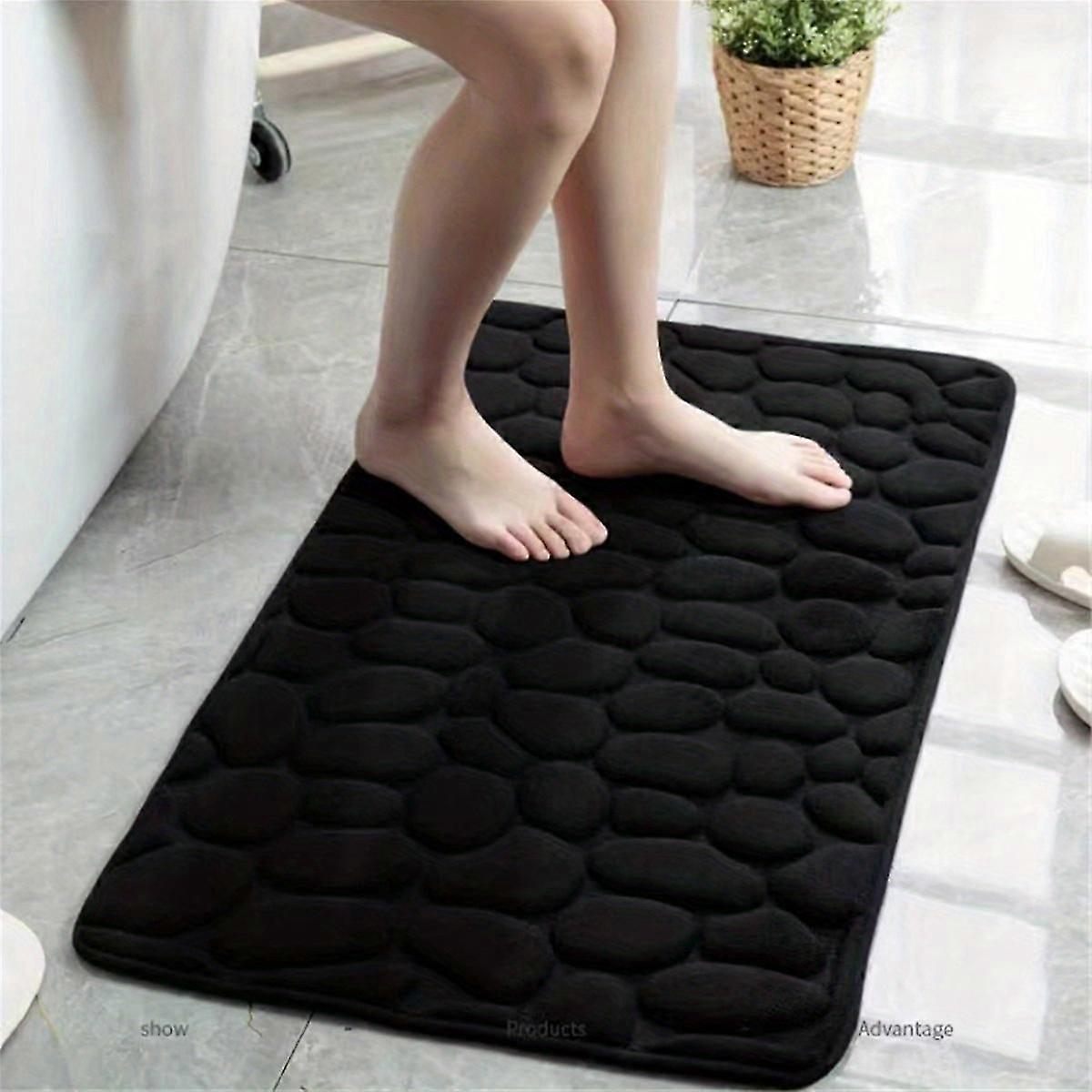 Chic hurtigtørrende fløjl memory foam bademåtte - skridsikker, superabsorberende, 3D stendesign for stilfuld komfort