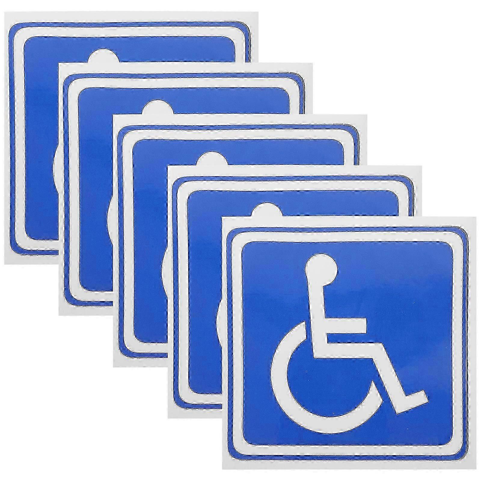 5 Sheets Adhesive Stickers with Disabled Wheelchair Symbol Sign Decals
