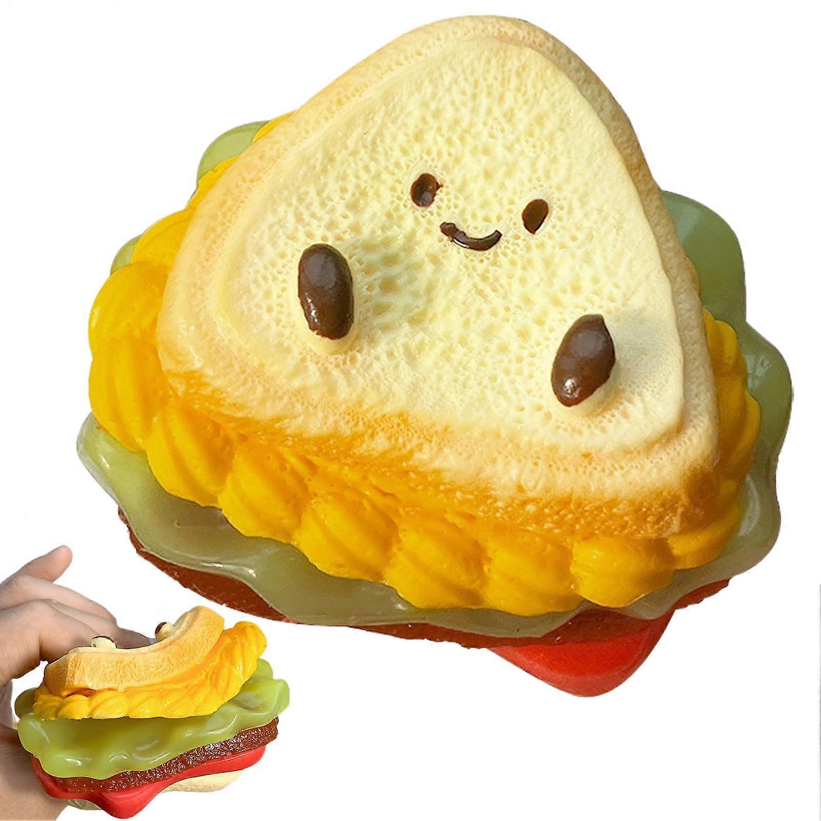 Super Thick Sandwich Toast Squeeze Decompression Toy, Cartoon Simulation Sandwich Toast Decompression Toy, Simulated AntiStress Food Squeeze Toy
