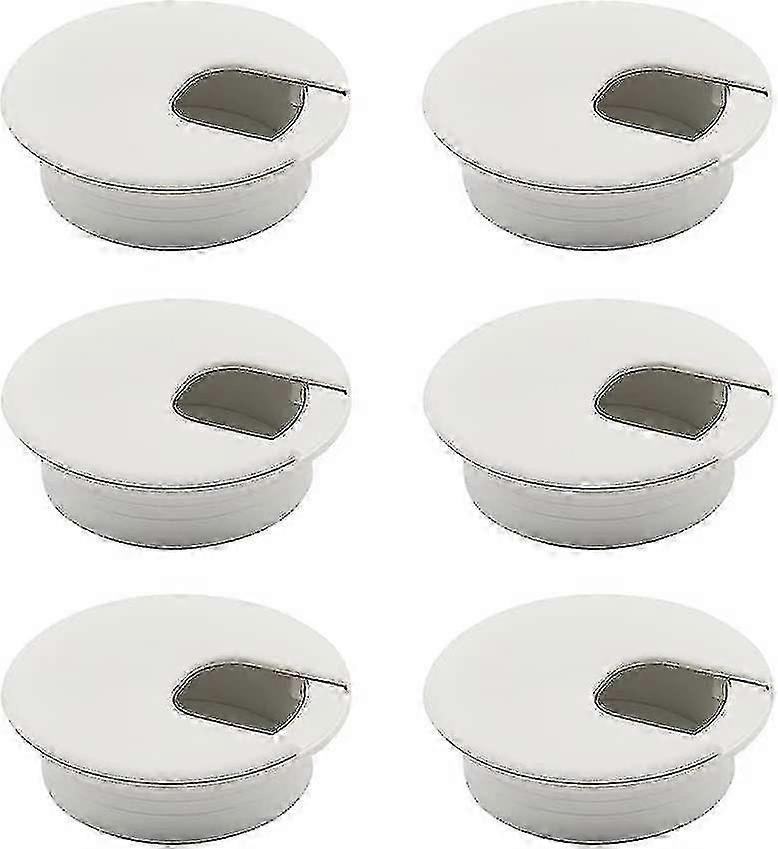 6pcs Round Desktop Cable Grommet, White