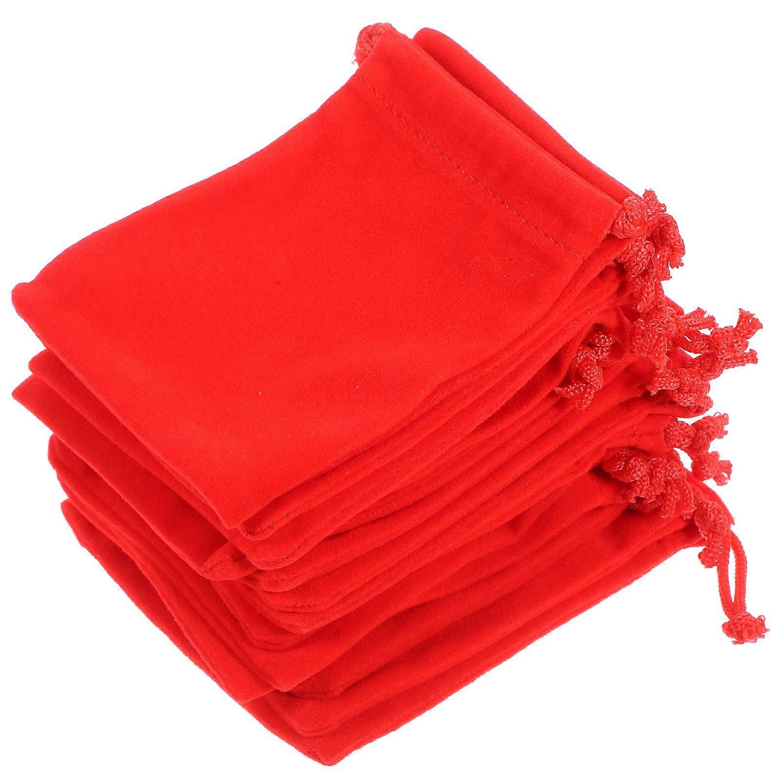 Drawstring Gems Bag Small Drawstring Bag Red Color 9.00X7.00X1.00CM Storage For Wedding 20Pcs