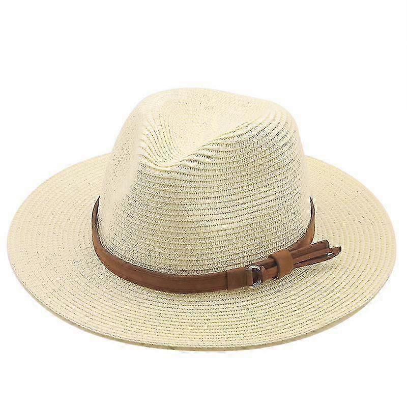 גברים מתקפלים נשים רחב שוליים כובעי פנמה רצועת עור קש כובע שמש פדורה חם