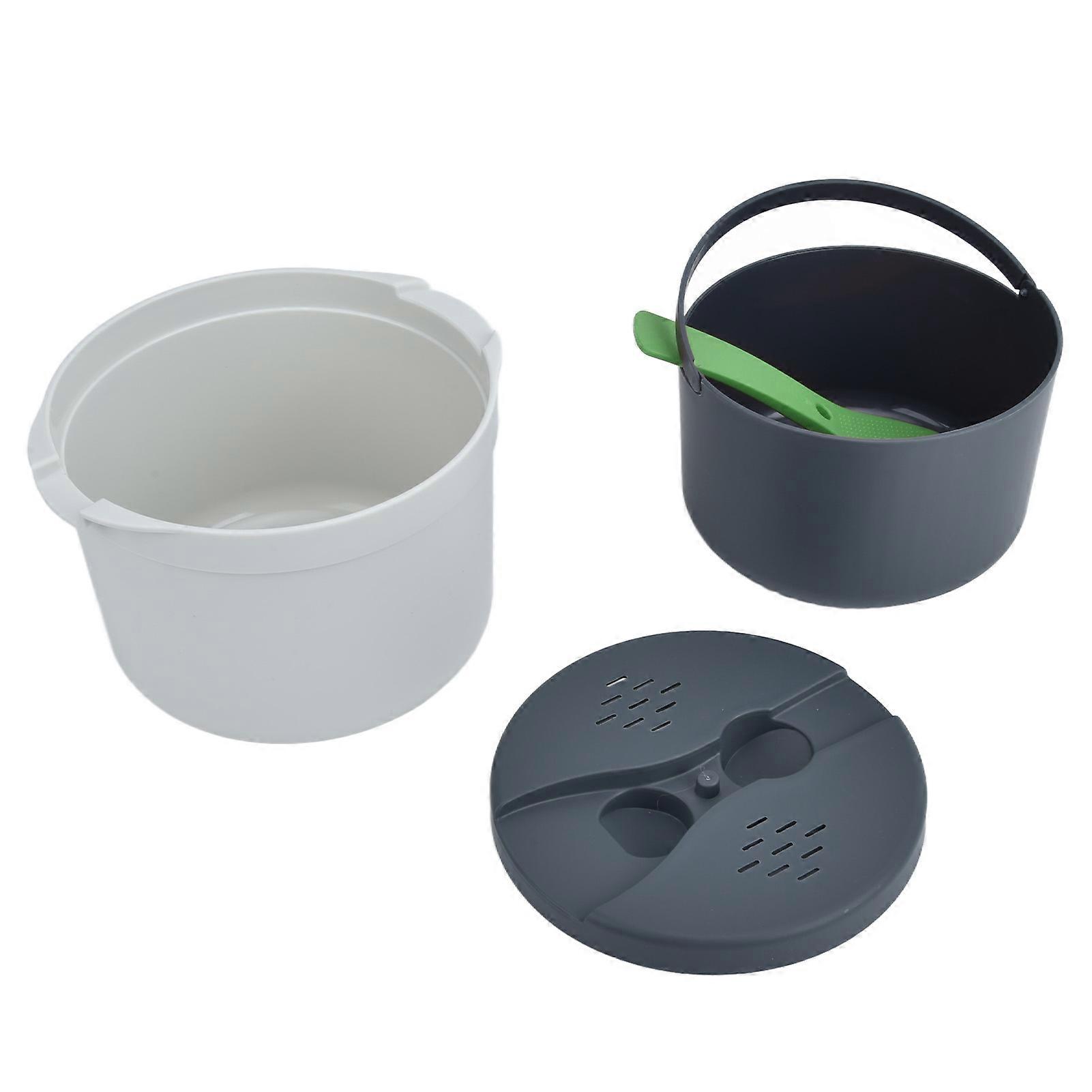 Mikrowellen-Reiskocher, 2 l, Lebensmittelqualität PP-Material, Reislöffel, Deckel, Sieb, Dampftopf, Reiskocher-Set