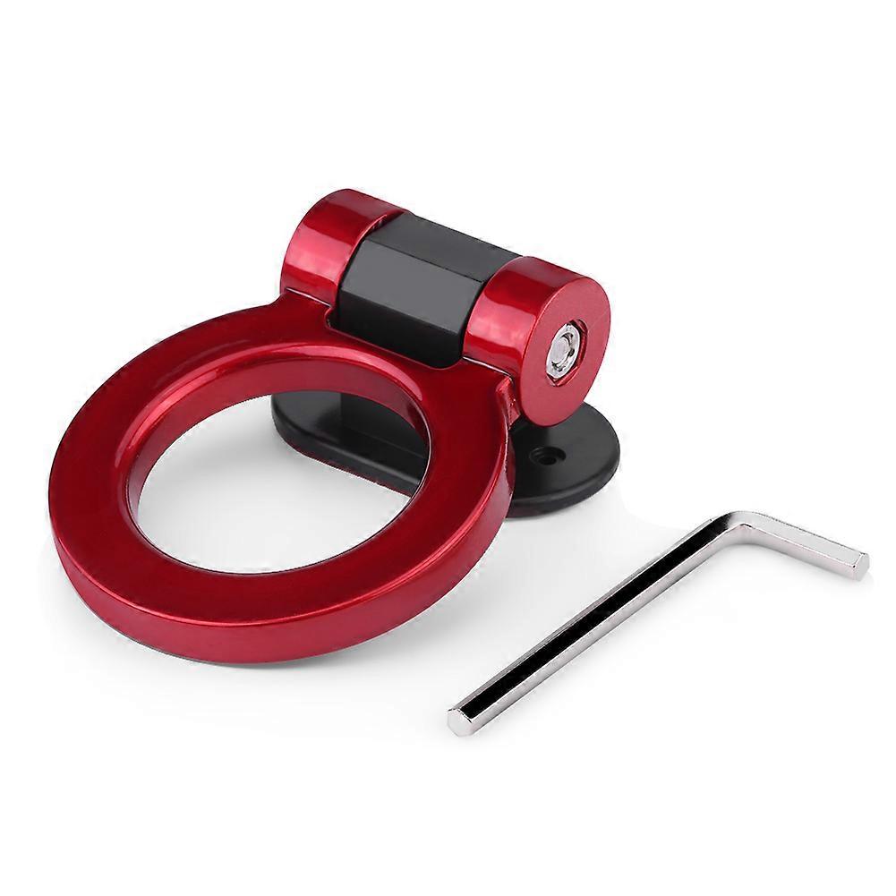 Car Modified Adhesive Traction Round Ring Towing Bars Trailer Hook Decoration (Red)