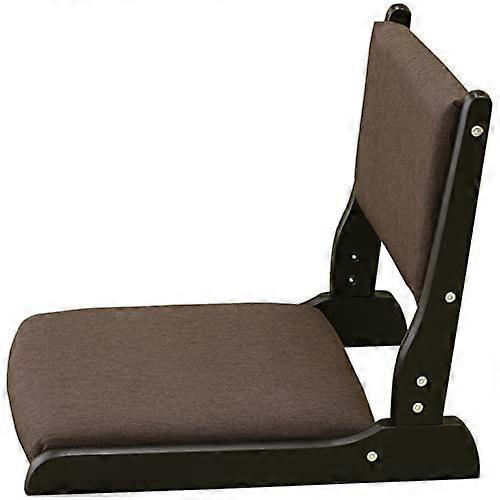 Folding stool, Japanese floor meditation seat, no legs, lazy couch, wood, bay window stool for balcony, living room, 52 x 43 x 45 cm, brown.