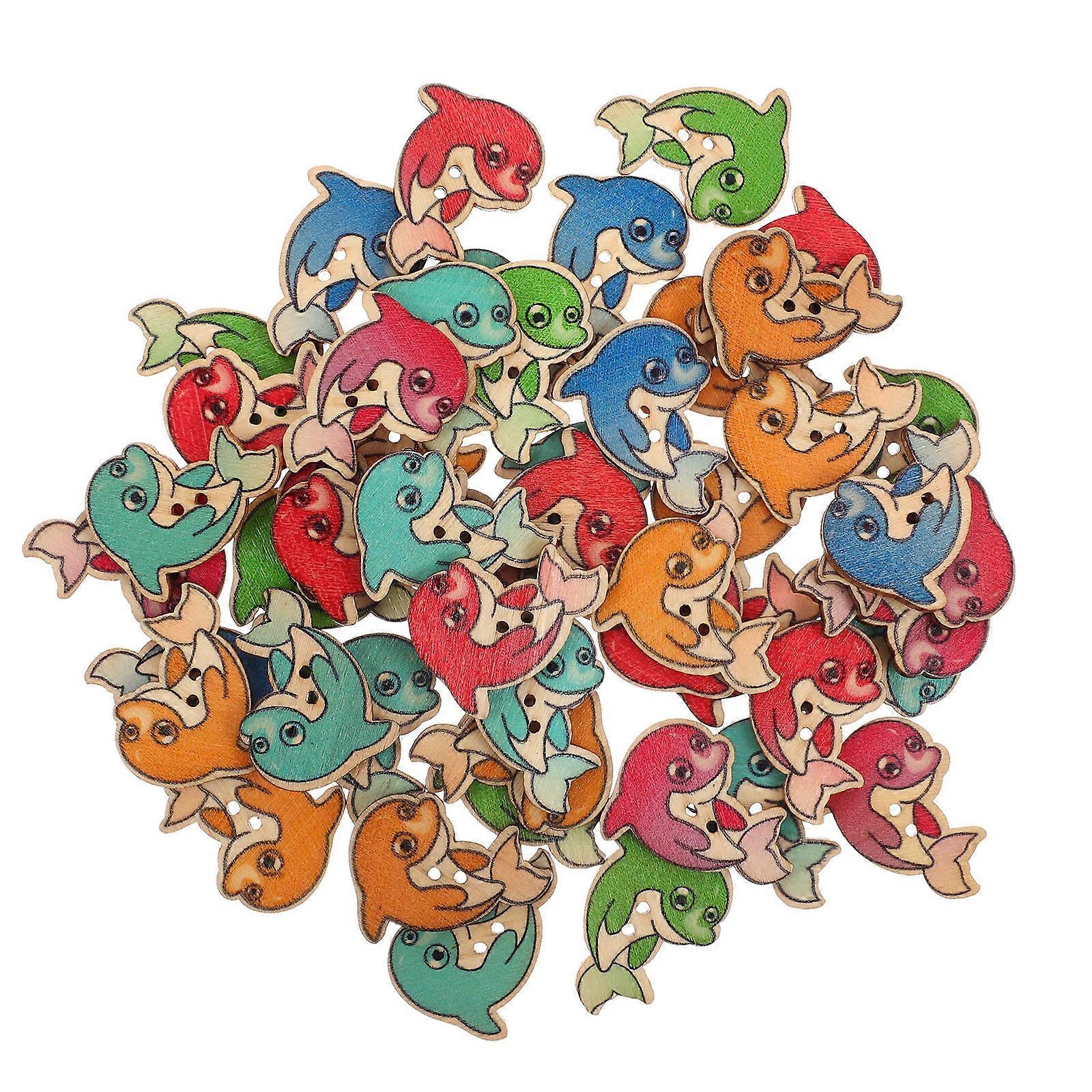 Delicate Clothes Buttons Diy Wooden Buttons Dolphin Shape Wooden Buttons Suits Shirts Coats Sweaters 100Pcs