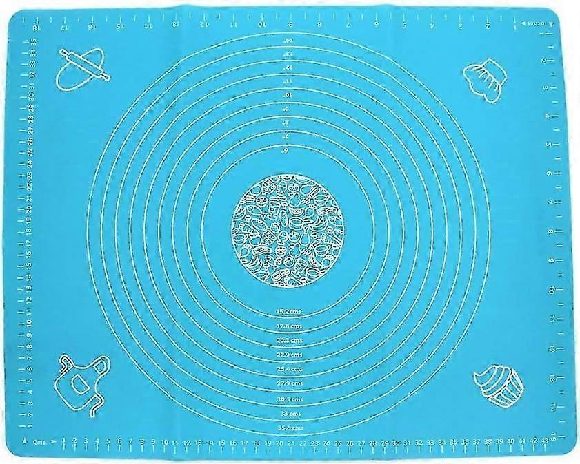 Non-Slip Silicone Baking Mat with Blue Measuring Guide - Reusable Oven Liner for Easy Baking & Cooking Measurements