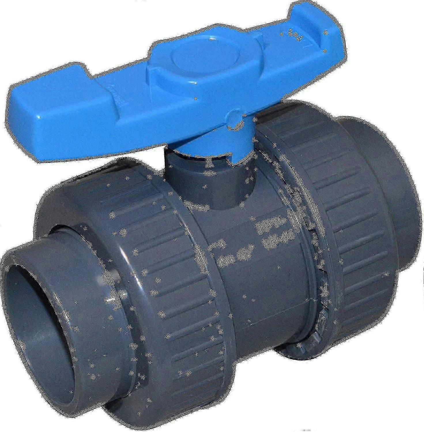 Ball Valve 50mm - Made Of Pvc - With Connection On Both Sides - 50mm Sleeve - Gray Tw