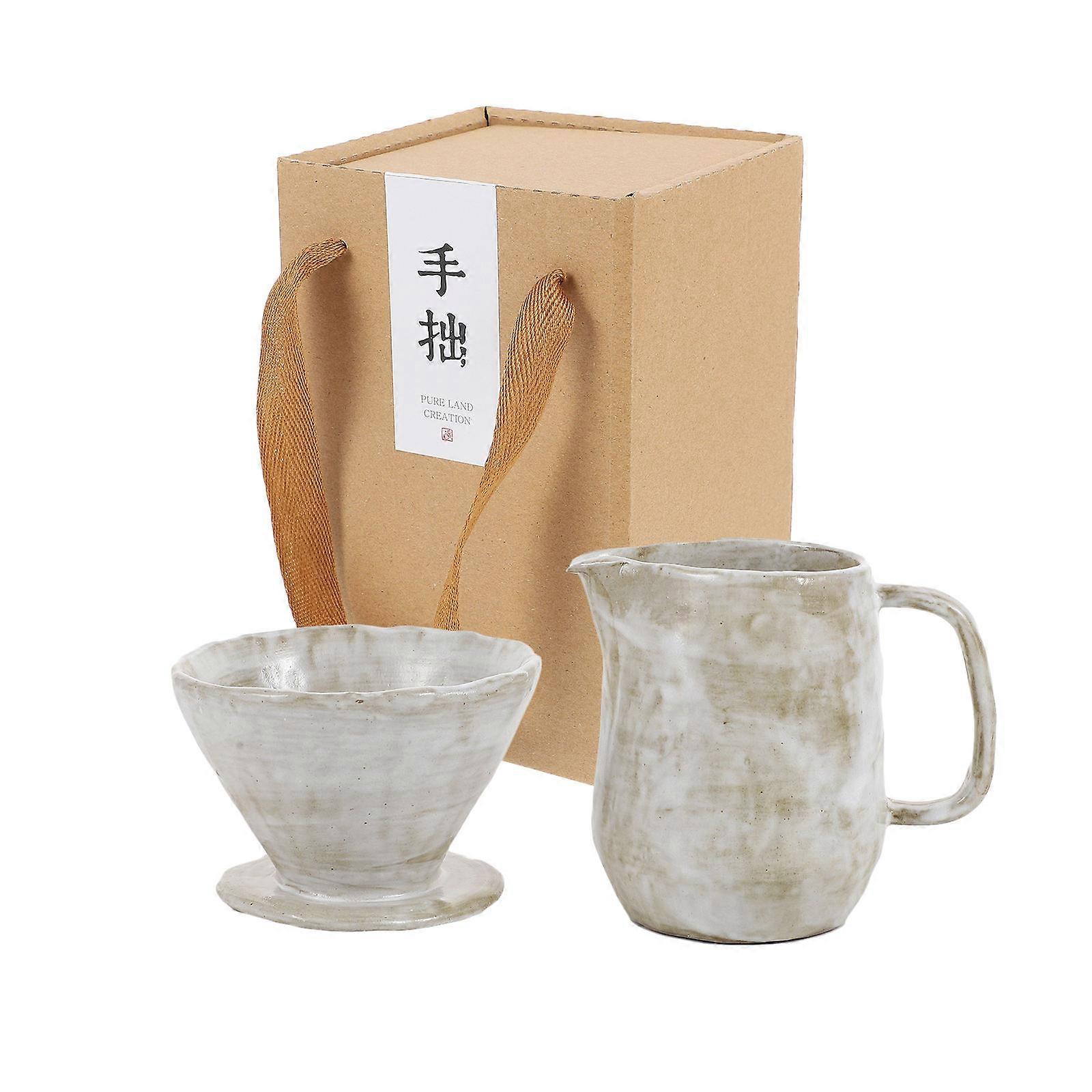 Household Coffee Filter Cup Hand Brewed Coffee Portable Lightweight Round with Handle White 1 Set