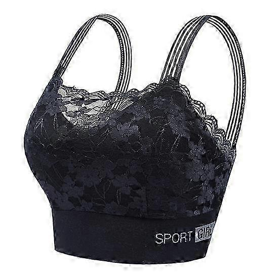Wireless Push-Up Bra for Women with Wide Shoulder Straps - Floral Lace Hollow Out Design for Maximum Comfort & Shockproof Support