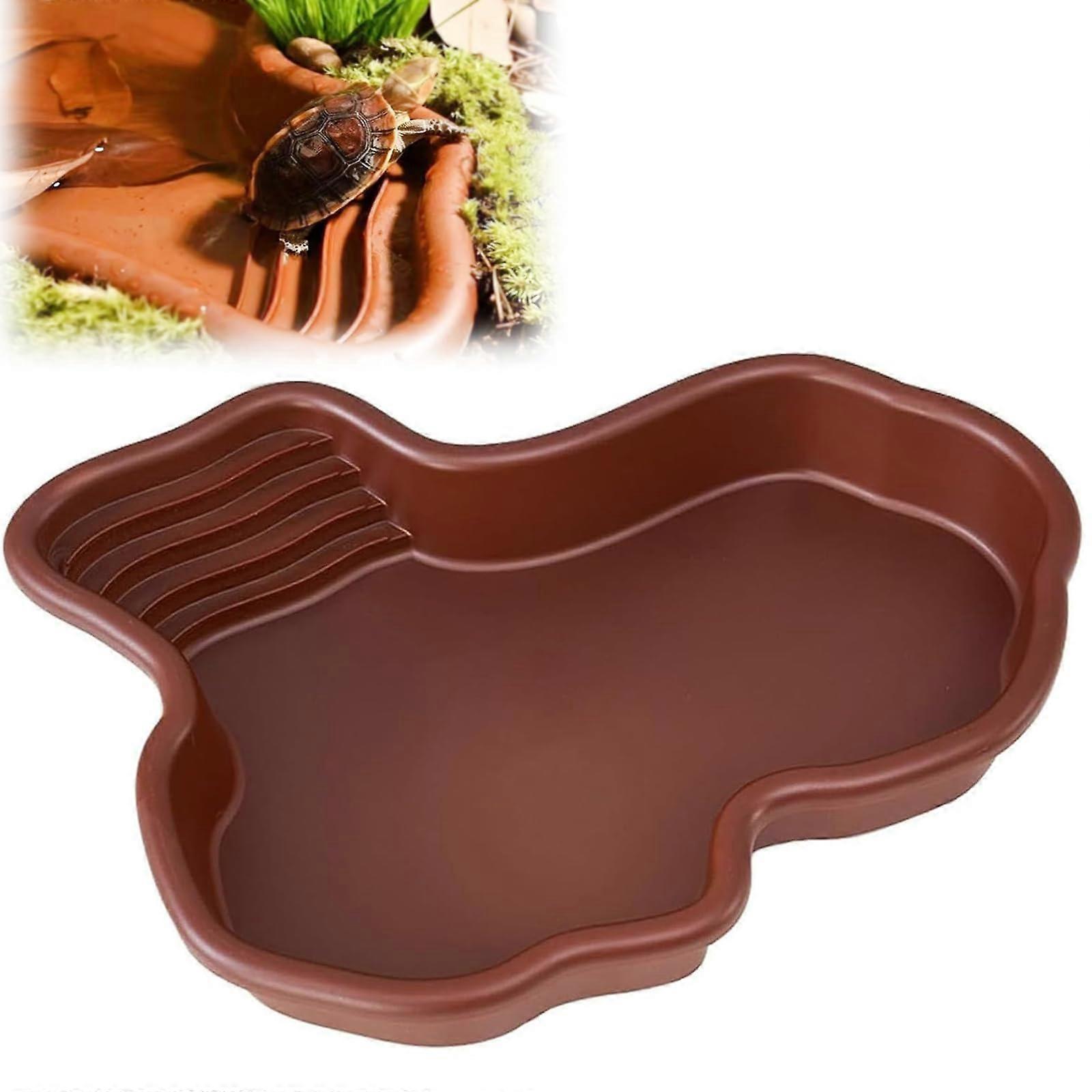 31 x 25 x 5 cm Reptile Water Dish with Ramp for Gecko, Snake, Tortoise