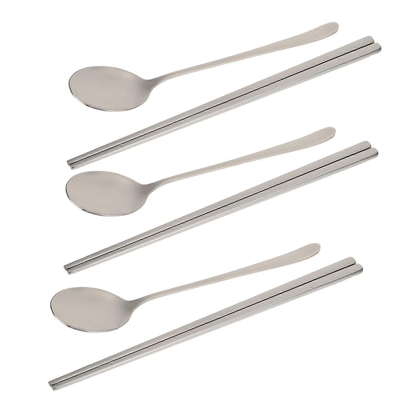 Reusable Cutlery Set Stainless Steel Chopsticks and Spoons Entertaining Buffet 6Pcs