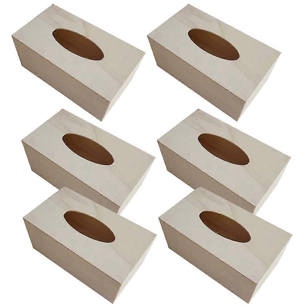 Khaki Wood Tissue Box Cover for Storage Easy Access Lightweight and Crafting Material 6Pcs