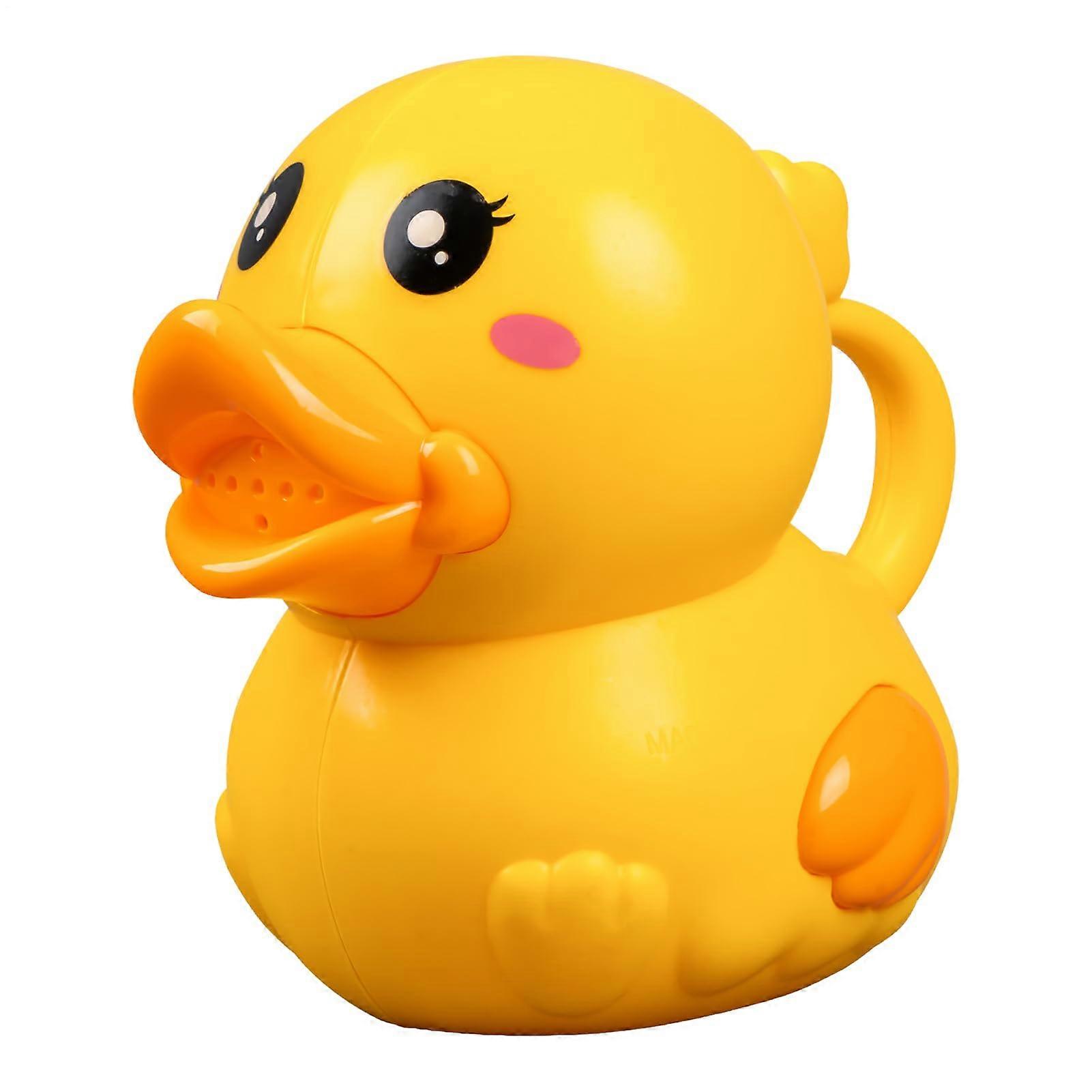 Toddler Watering Can Yellow Duck Shape 1L Children's Toy Watering Can with Bucket and Watering Attachment for Garden Flowers