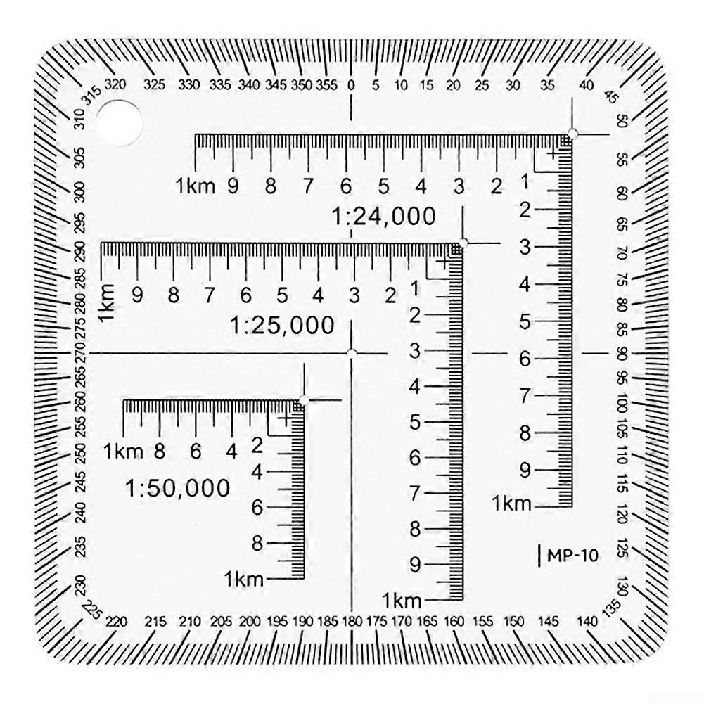 Flexible Map Scale Protractor for Civil Engineering Surveying, Durable Plastic, Square Coordinate Measurement Tool for Field Use