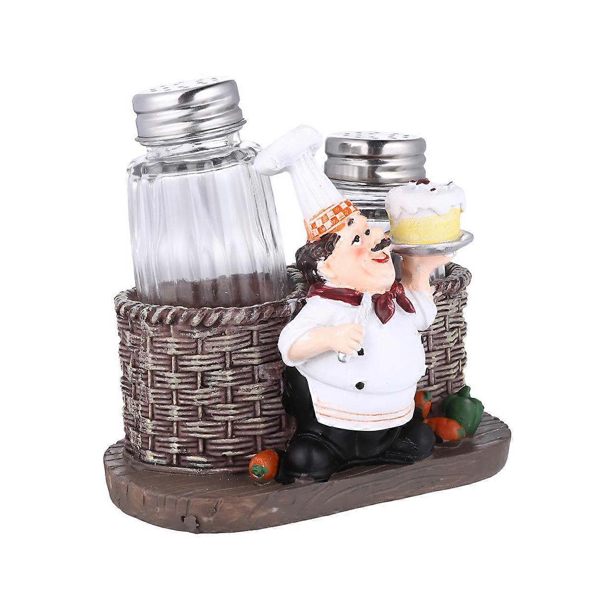 Chef Model Decoration Desktop Decoration European Style Resin Chef Adornment Figurine Storage Jar Kitchen Decor Cartoon Chef 1Set