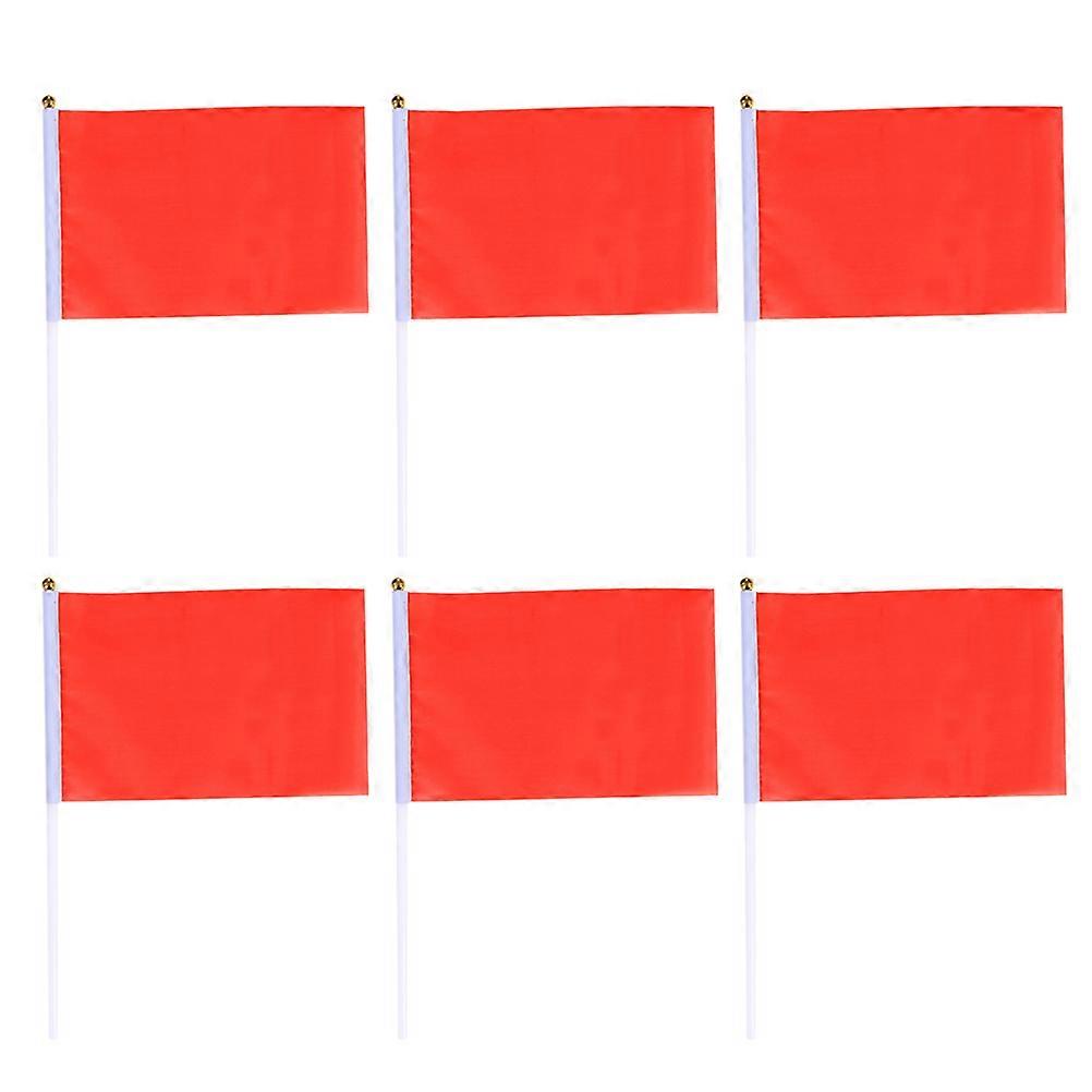 50pcs Mini Handheld Square Flags Durable Lightweight Solid Color Waving Flags for Celebrations Events Red