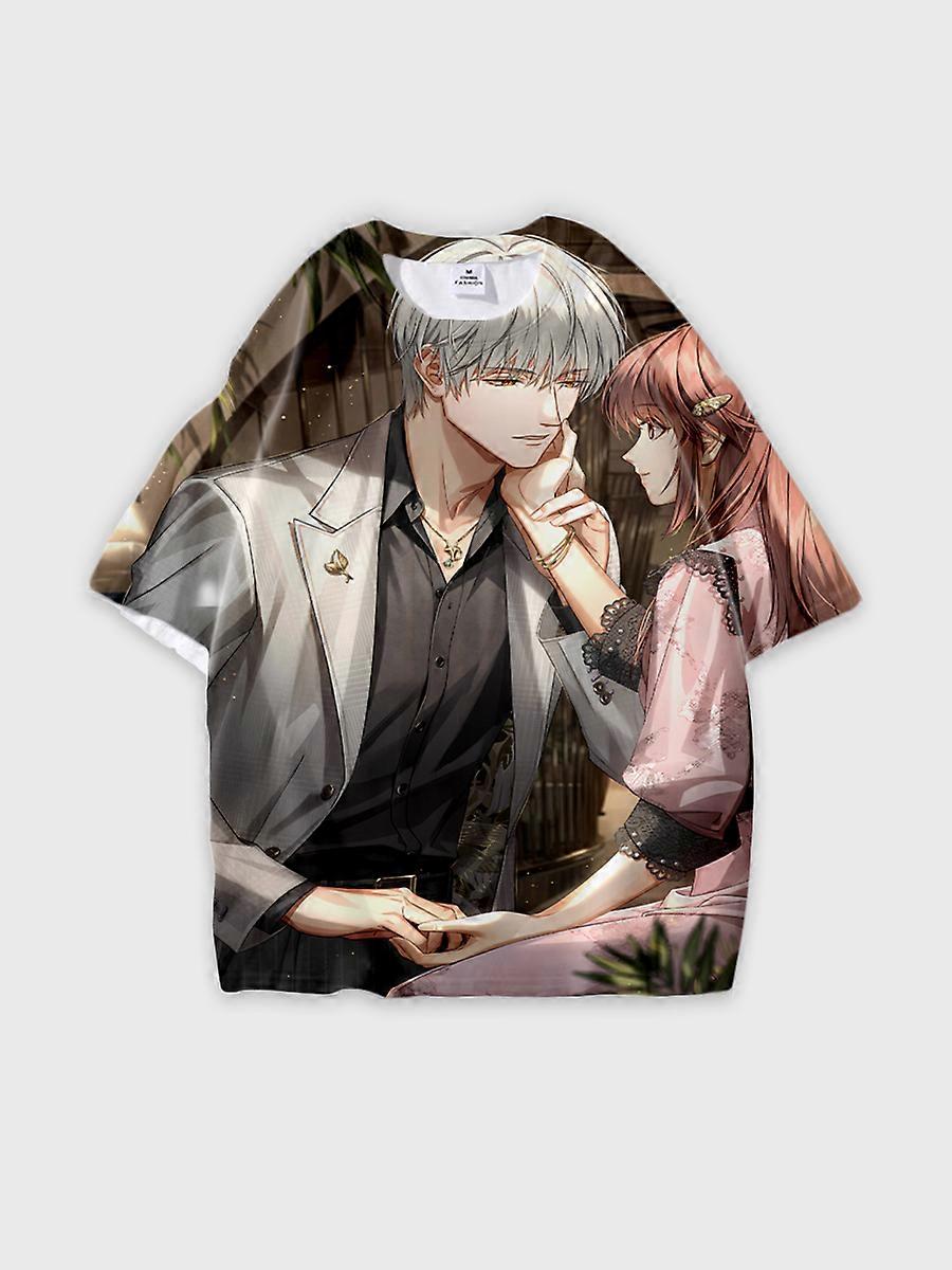 T-shirt round neck Role Pattern loose short sleeve B905