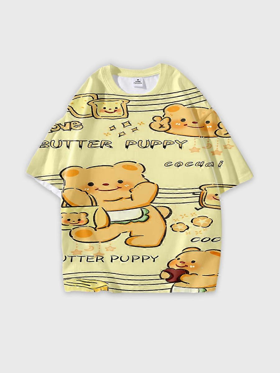 T-shirt round neck Pattern loose short sleeve B1285