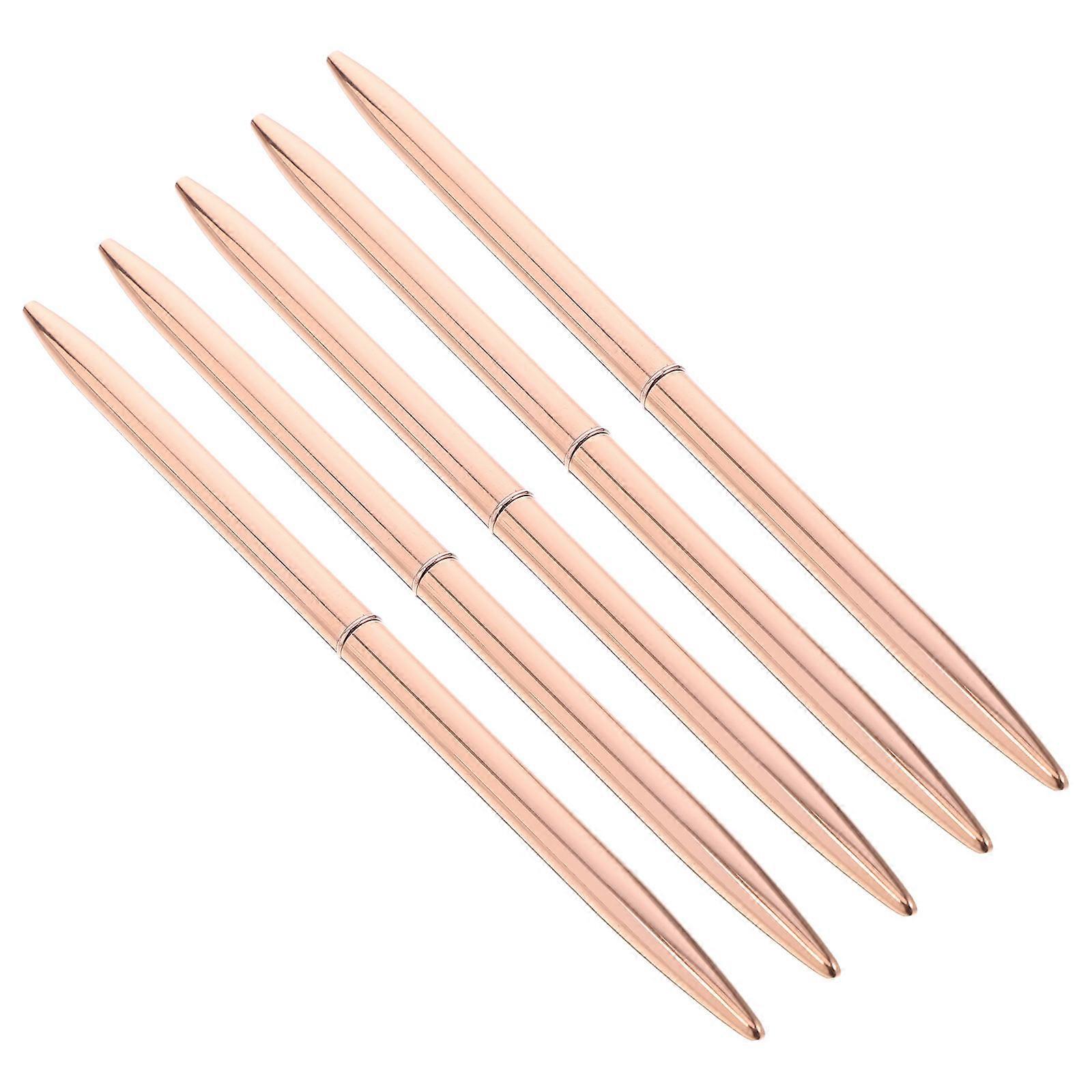 5 Pack Ergonomic Metal Rotating Ballpoint Pens with Black Ink – Smooth Writing for Office, Classroom, and Business Use