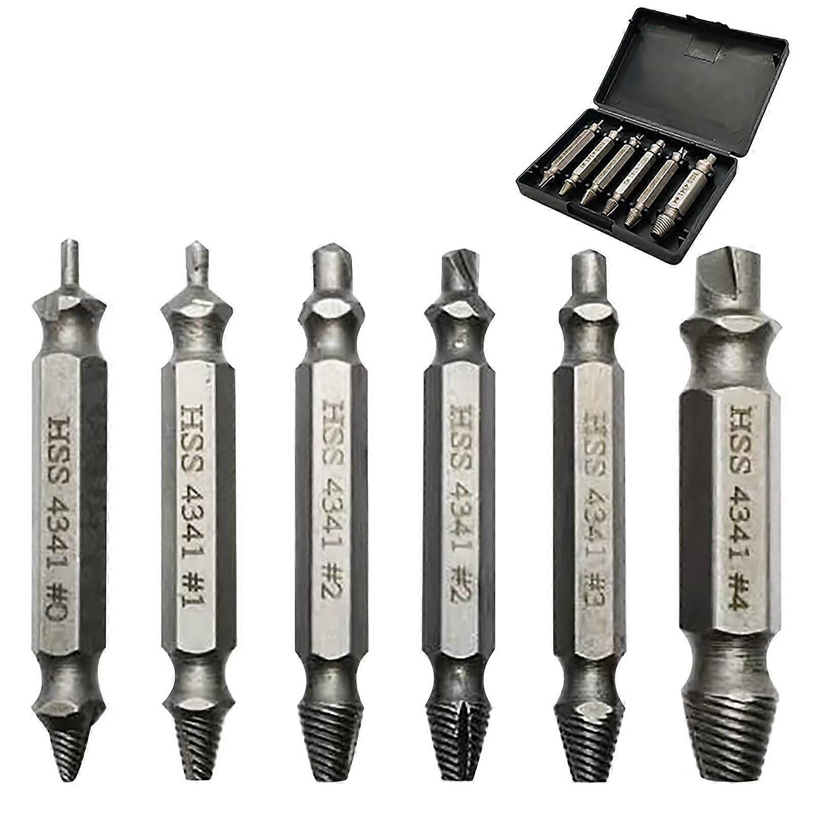 6PCS Damaged Screw Extractor Set, Screw Removal Tool, Hardened Speed Steel