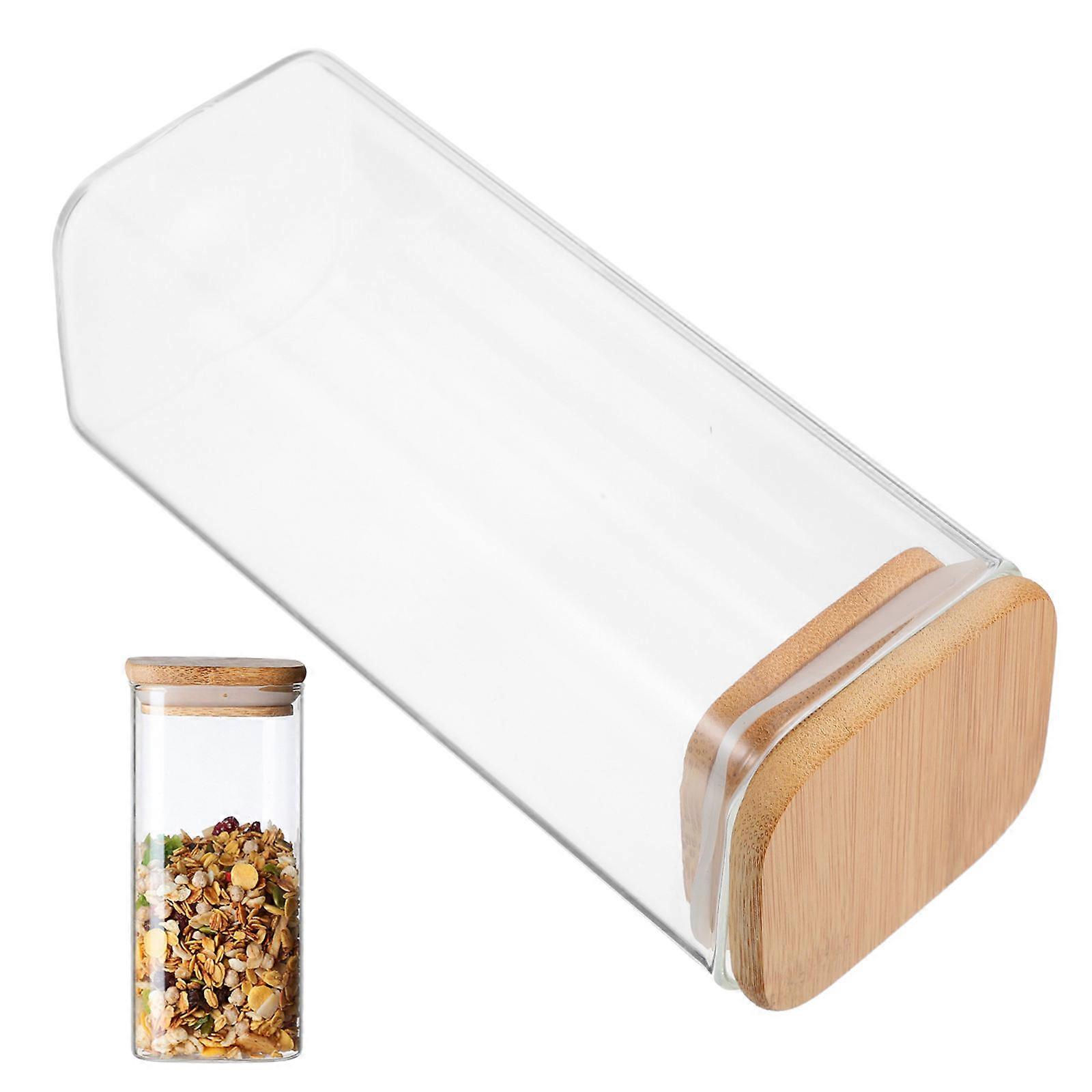 Glass Sealed Jar Airtight Kitchen Storage Container Square Shape 1Pack Moisture-Proof Design